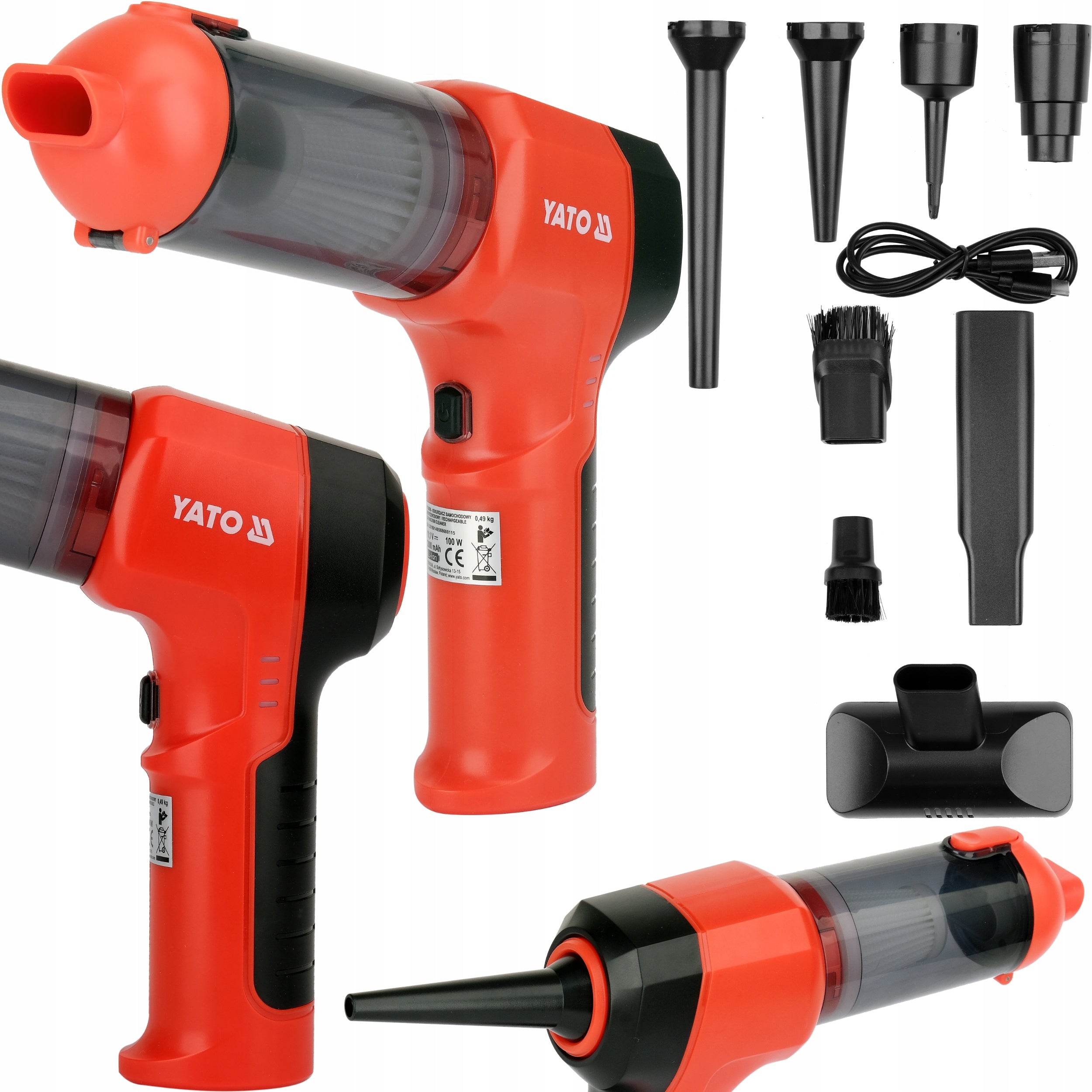 CAR VACUUM CLEANER WIRELESS 2in1 BLOWER BLDC 11,1V 2Ah 100W YATO
