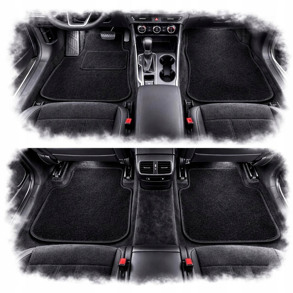 CAR VELOUR RUGS BLACK SET OF 4 TO SIZE + STOPWATCHES