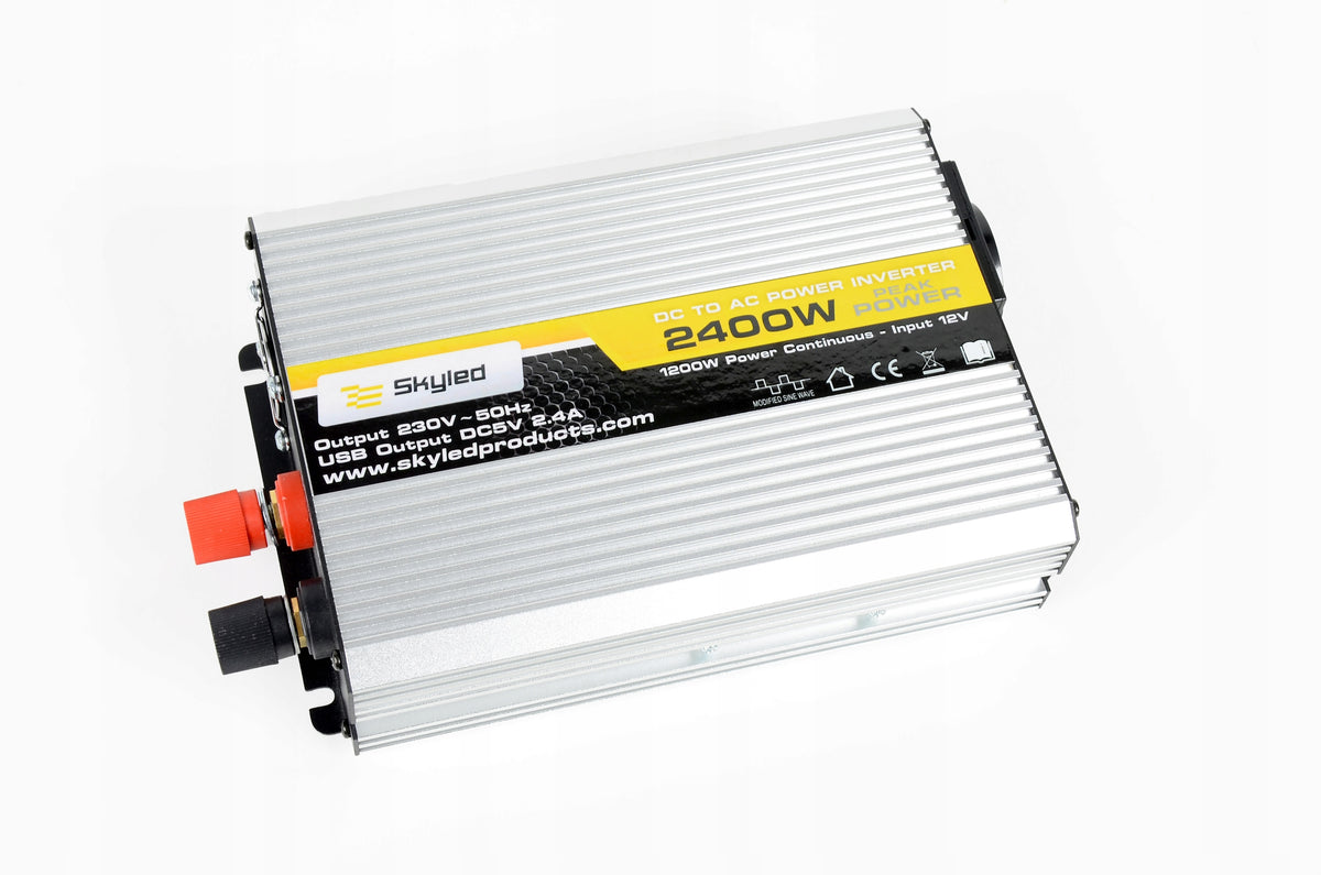 CAR VOLTAGE CONVERTER 2400W (INSTANTANEOUS POWER) INVERTER 12V 230V Effective power 1200 W
