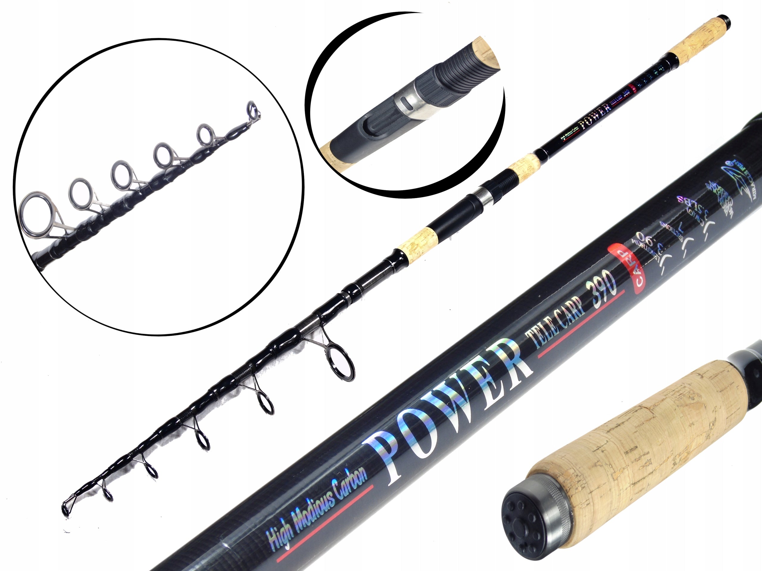 CARBON CARP ROD 3,30 m POWER TELESCOPIC 3,5 lbs grommet 50 mm