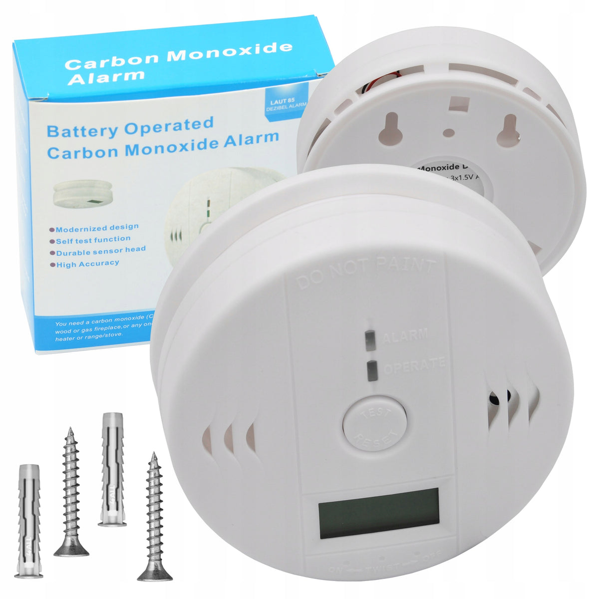 CARBON MONOXIDE SENSOR CO DETECTOR LCD ALARM SENSITIVE - 2 pcs. EAN (GTIN) 5905602701377