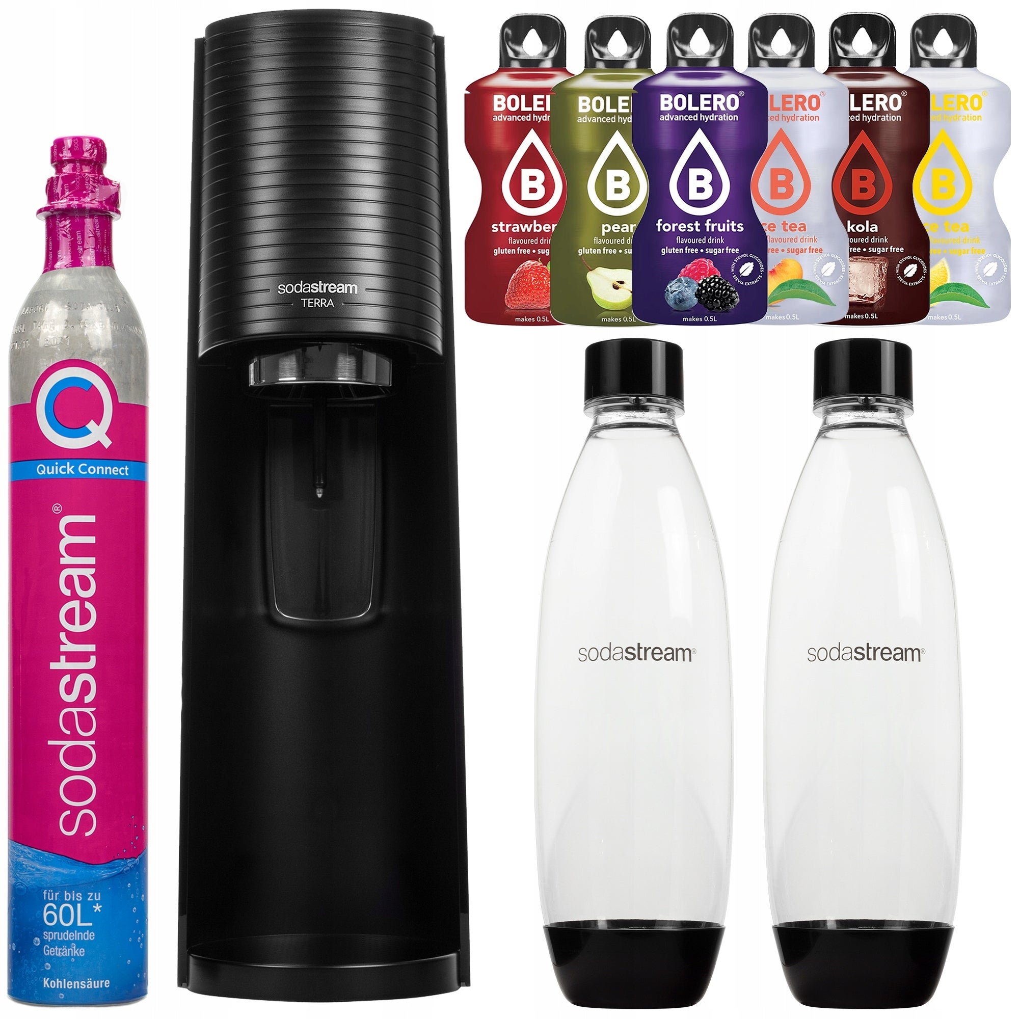 CARBONATED WATER SATURATOR SODA STREAM TERRA EXPRESS 2 BOTTLES MEGA SET