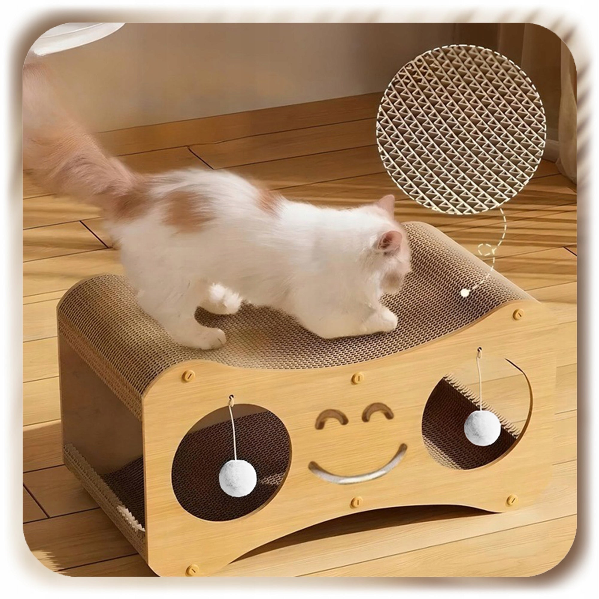 CARDBOARD HOUSE BOOTH CAT SCRATCHER SCRATCHING CARDBOARD BED WITH BALL Height (cm) up to 60 cm