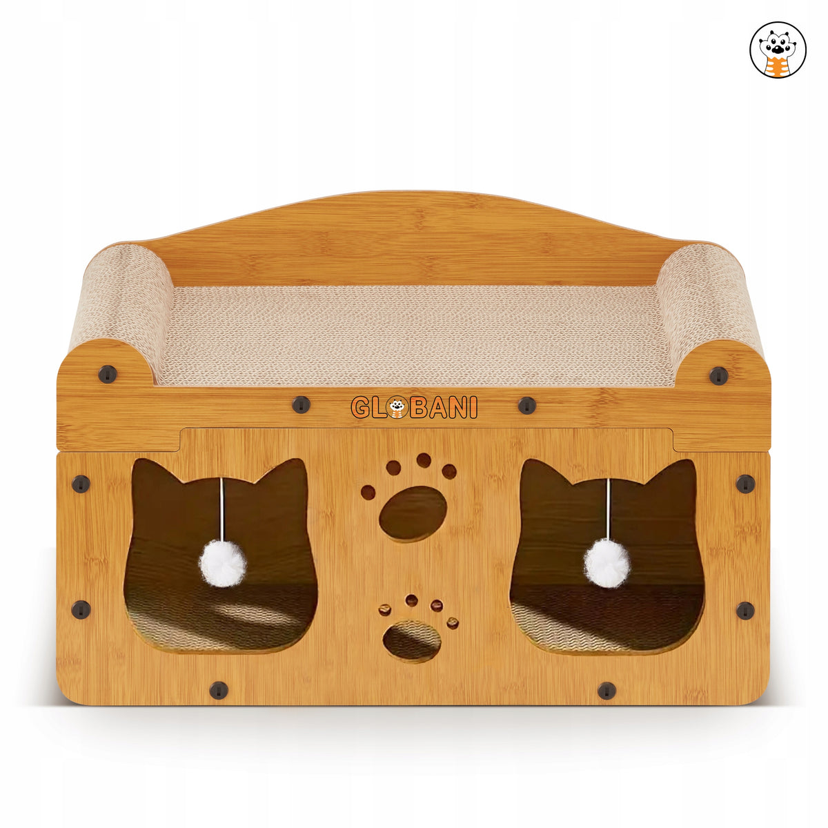 CARDBOARD SCRATCHING POST FOR CAT LARGE HOUSE CARDBOARD BED WITH TOY GLOBANI Packaging status original