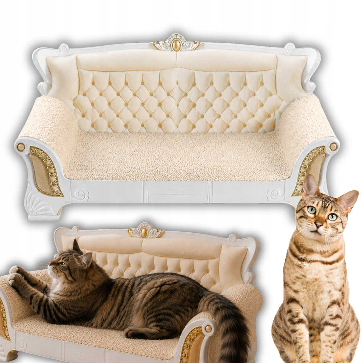 CARDBOARD SCRATCHING POST FOR CAT SOFA CARDBOARD LARGE BED COUCH DECKCHAIR 52CM Packaging status original