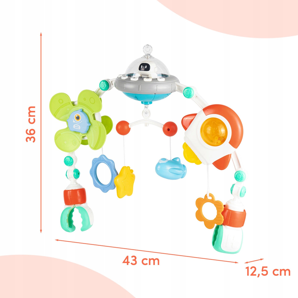 CAROUSEL HEADBAND FOR CRIB AND STROLLER UFO WITH MELODY LIGHT AND PENDANTS Brand MalPlay