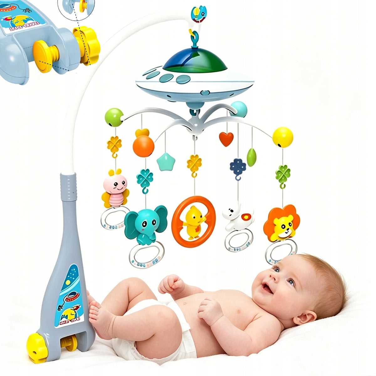 CAROUSEL WITH REMOTE CONTROL FOR CRIB PROJECTOR STARS NIGHT LIGHT FOR BABY