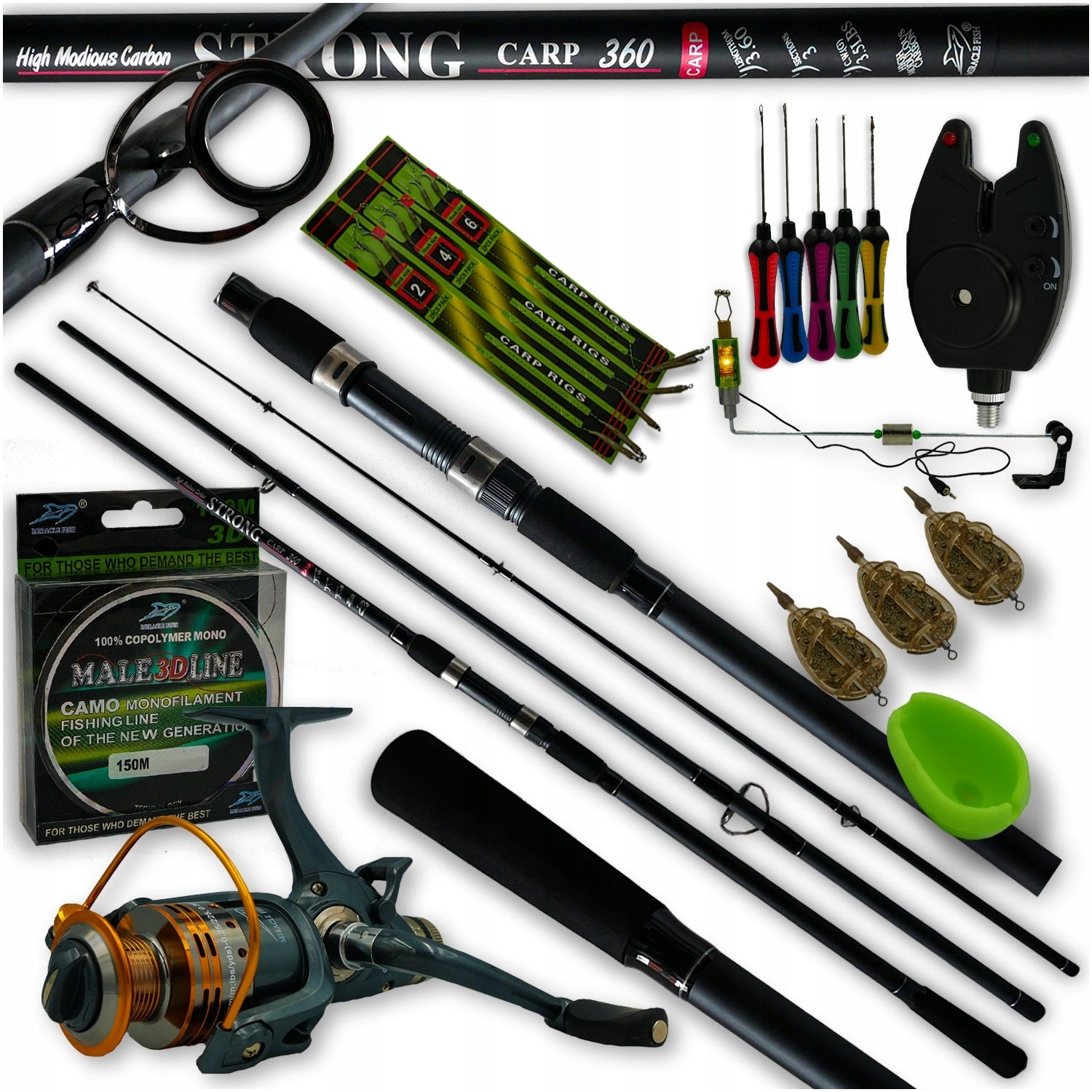 CARP FISHING SET ROD REEL ALARM LINE FEEDERS OTHER