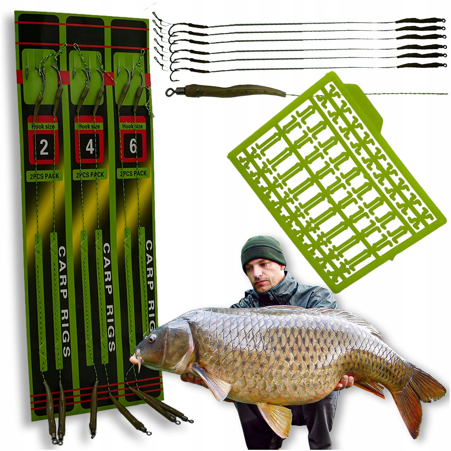 CARP LEADERS WITH HAIR BRAIDED SET 36pcs WITH STOPWATCHES r. 2 4 6 Packaging status original