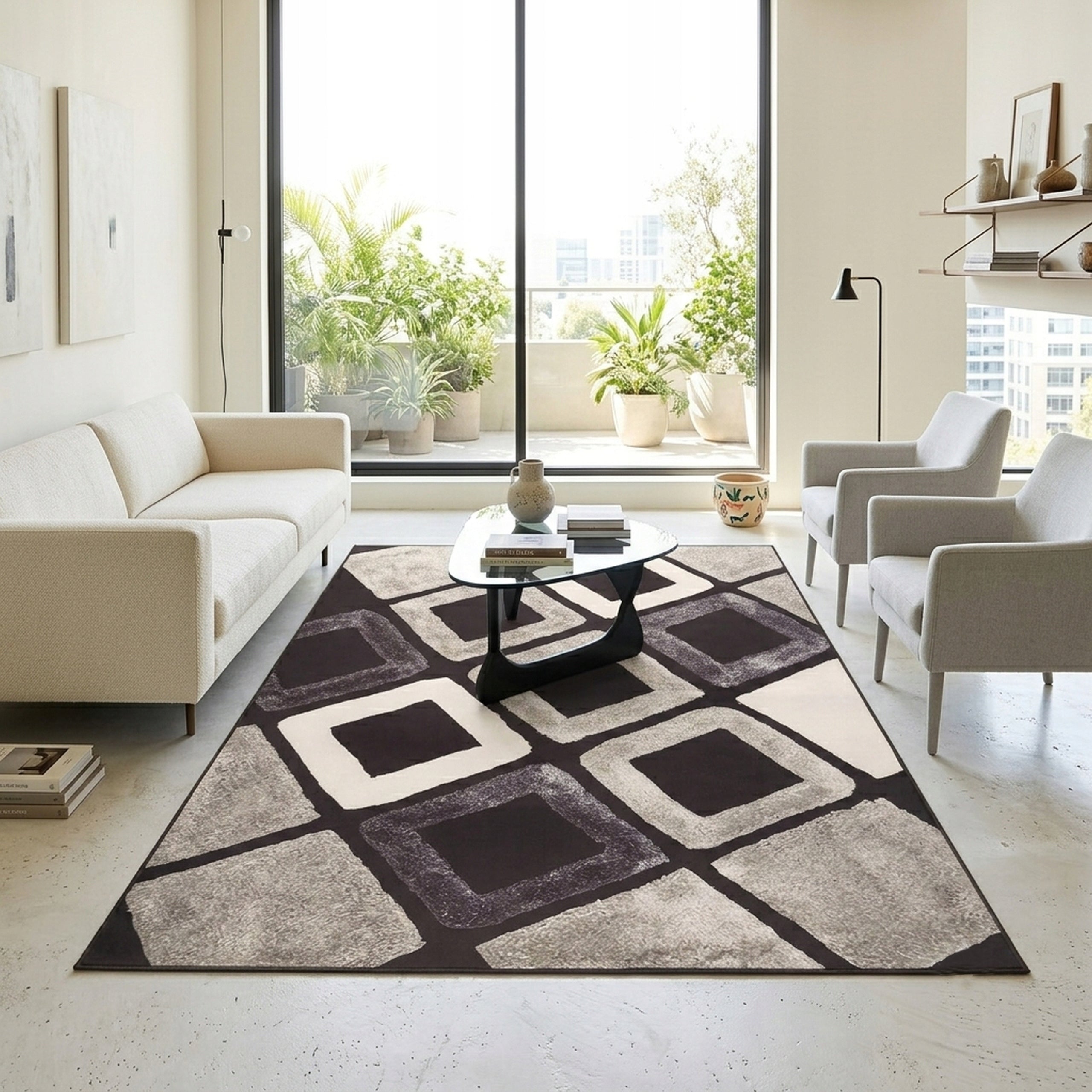 CARPET 200X300 BROWN-BLACK FOR LIVING ROOM BEDROOM ROOM NON-SLIP BCF Manufacturer code Dywan