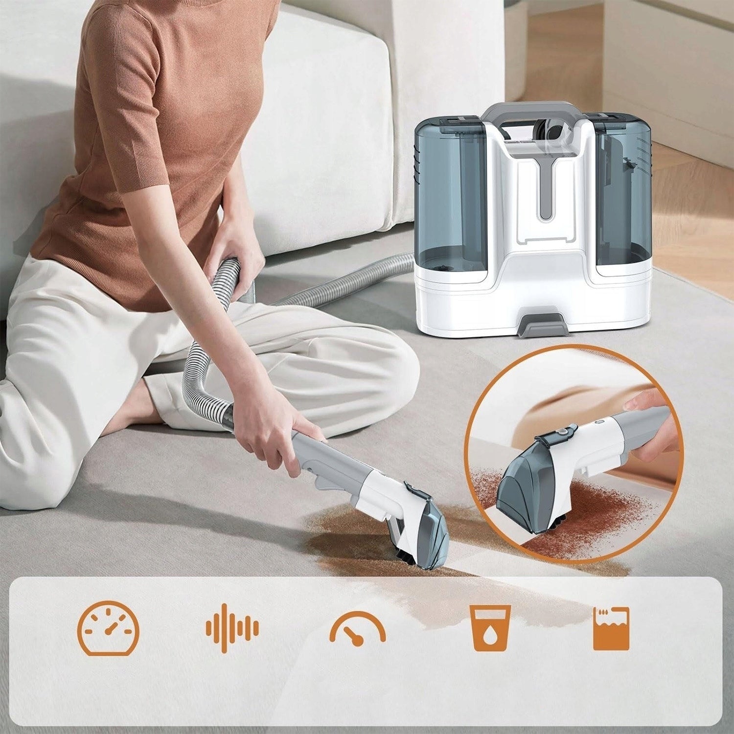 CARPET CLEANER LAUNDRY UPHOLSTERY 450W 11KPA WITH 6 AKCESORIA Dirty water tank capacity 0.5 l