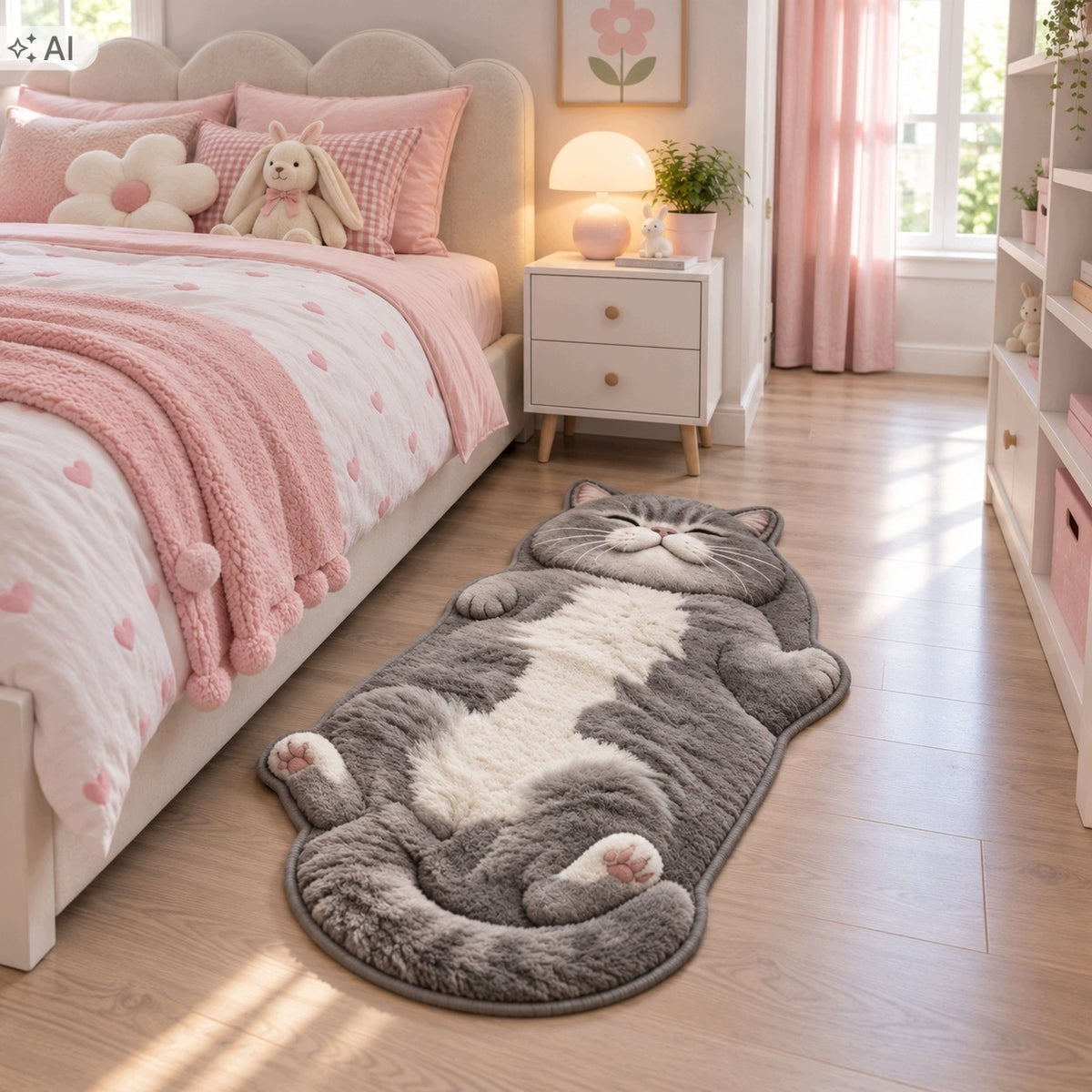 CARPET GREY CAT 120X60 FOR CHILDREN'S ROOM LIVING ROOM PREMIUM SOFT 3D EFFECT Manufacturer code DYWK_439 60X120