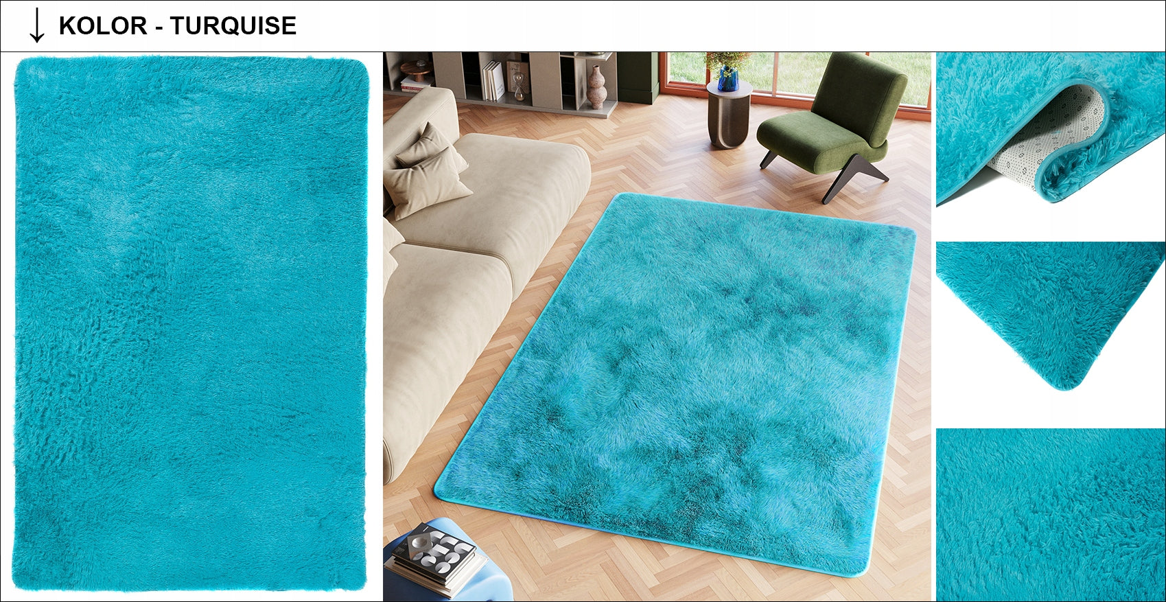 CARPET PLUSH 120x170 FLUFFY FUR SOFT NICE THICK HIGH FASHIONABLE Brand Dywany Chemex