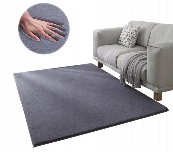 CARPET PLUSH DARK GREY SOFT RABBIT FUR 160x220 CM