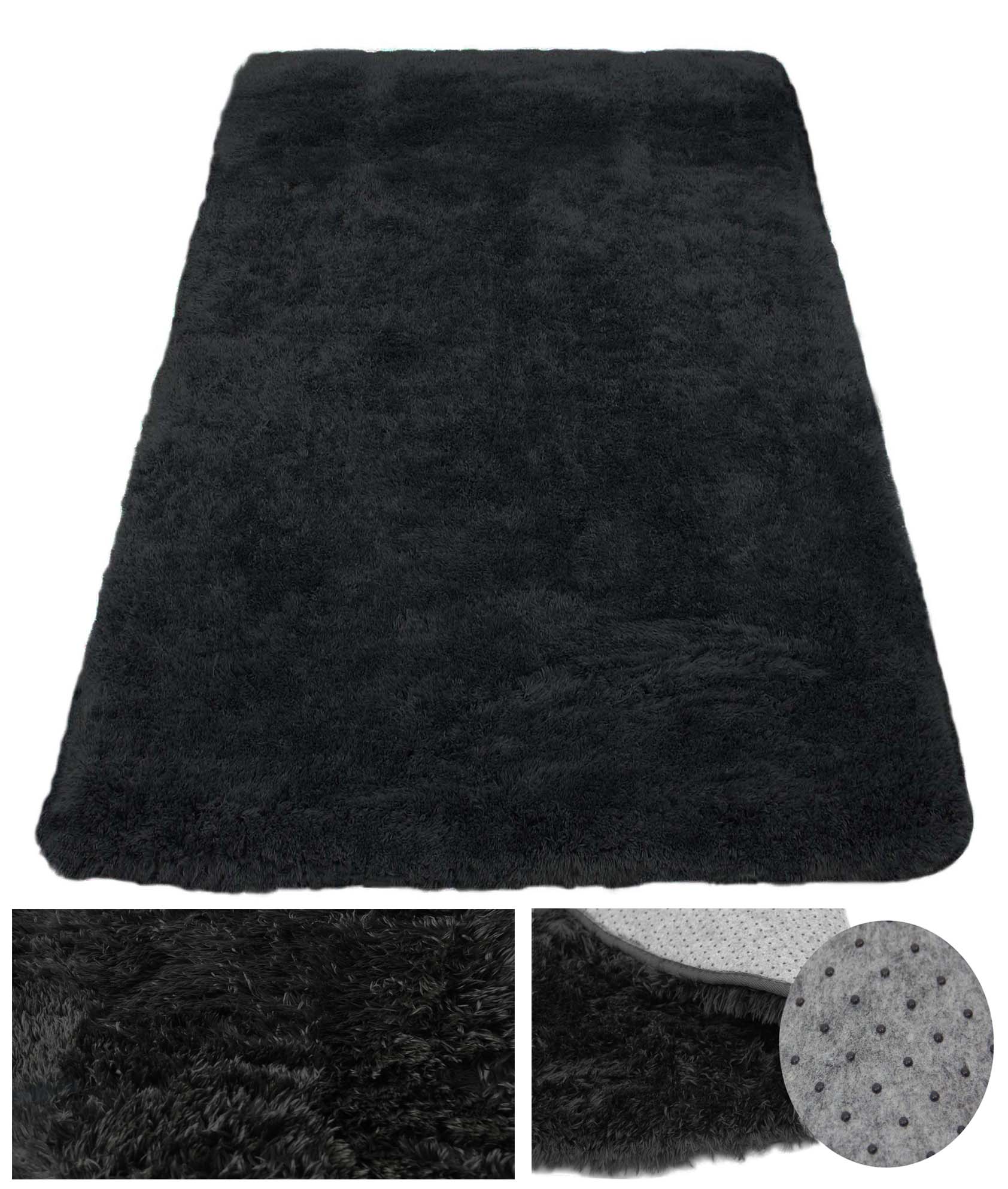 CARPET PLUSH SOFT BLACK FLUFFY FOR WASHING SOFTI PLUSH 140x200cm