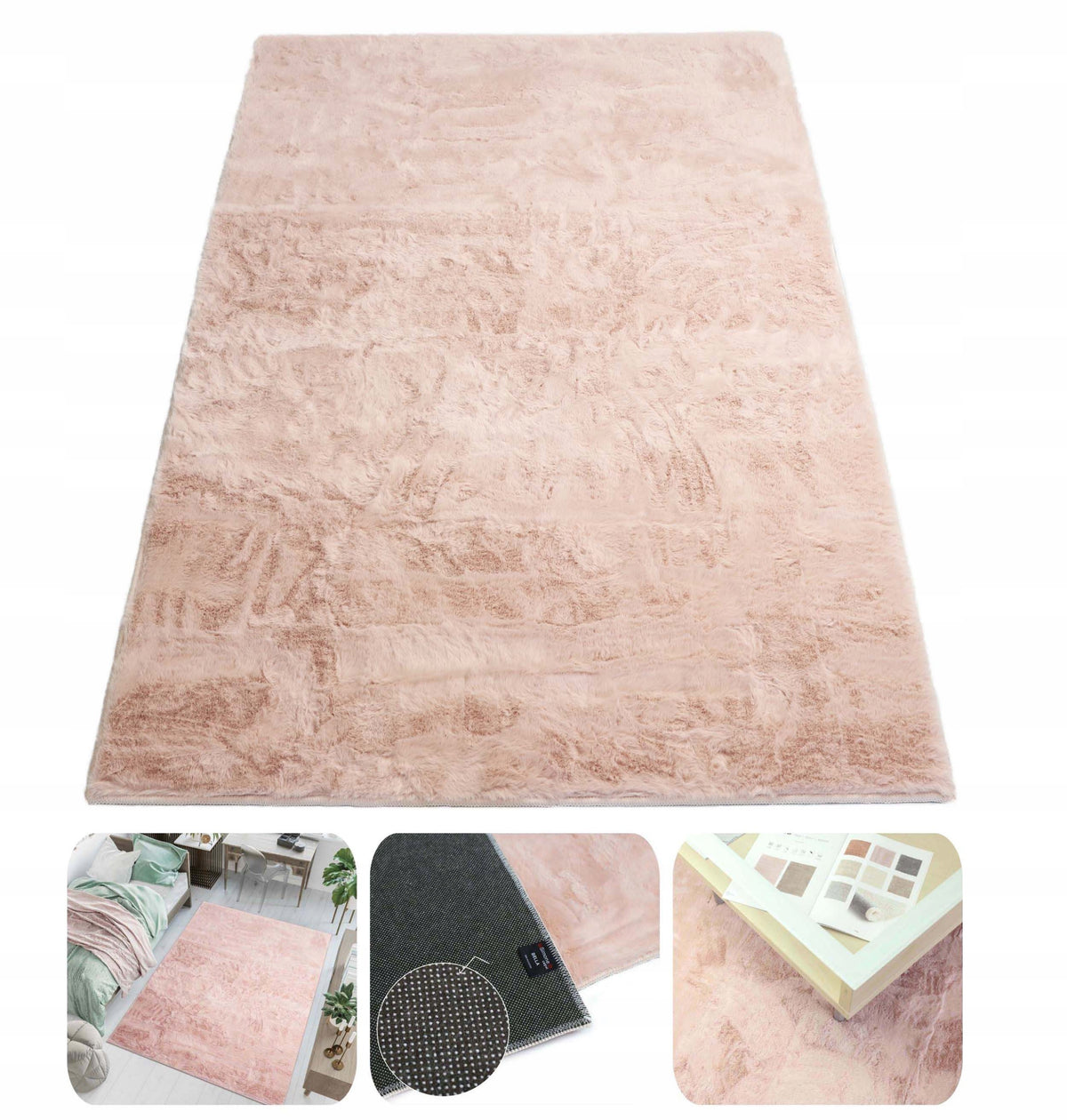 CARPET RABBIT FUR FLUFFY SOFT FUR FOR LIVING ROOM 80x120 cm