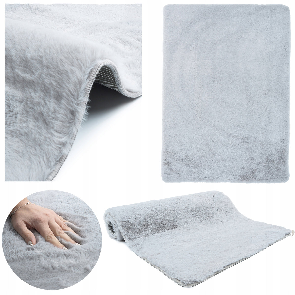 CARPET RABBIT PLUSH SOFT NICE VELVET GREY RABBIT FUR 160x230CM
