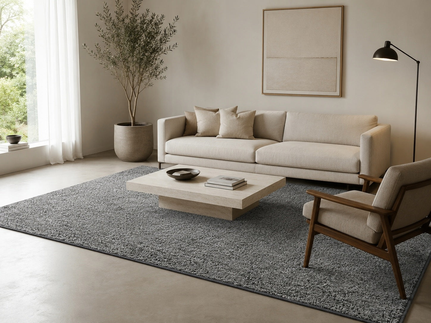 CARPET SHAGGY ASH FOR LIVING ROOM Embroidered 200x200 SOFT MIX 6 COLORS Brand Fortero