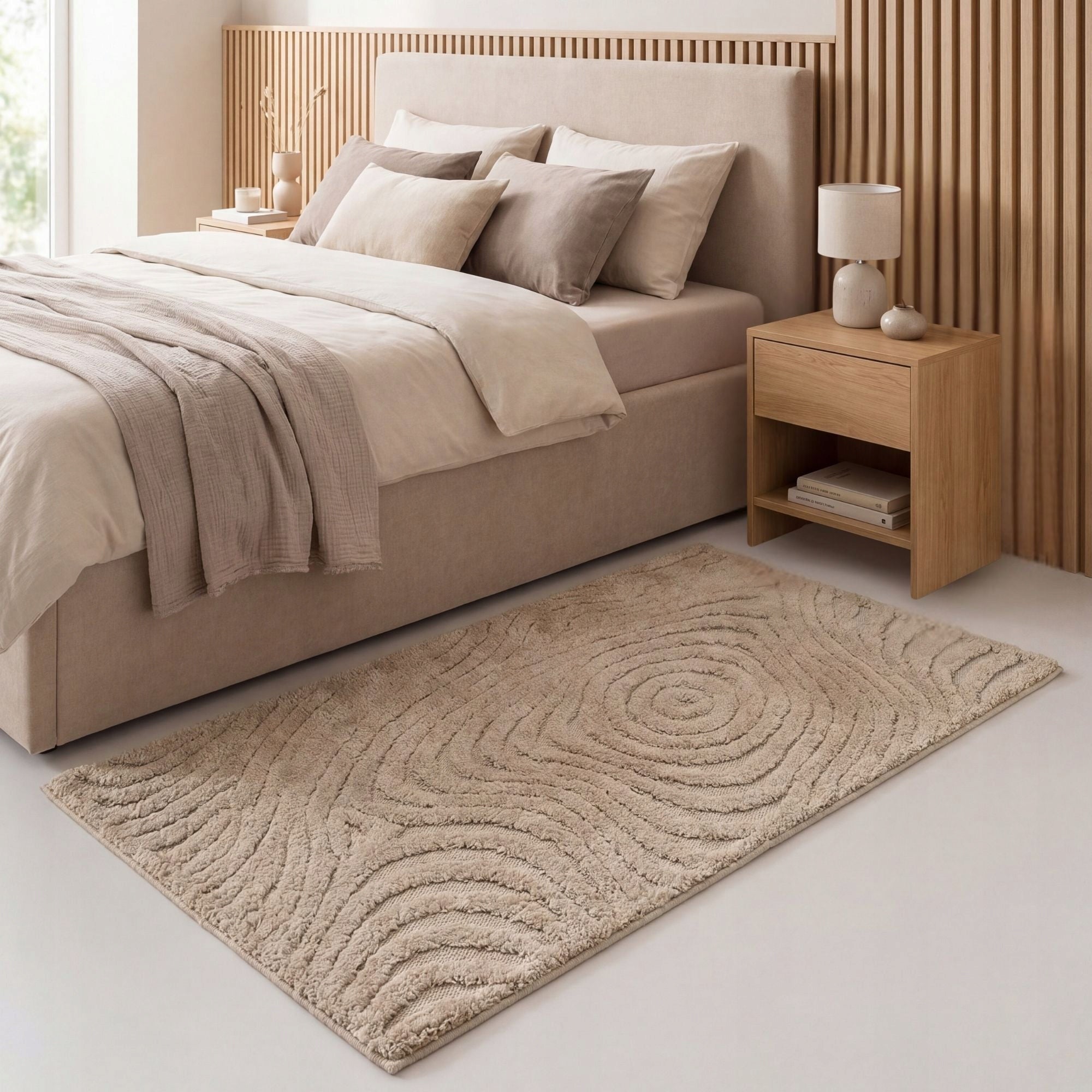 CARPET SIDEWALK BEIGE TWO-LEVEL 3D BOHO FOR BEDROOM VINTAGE 80x150CM Packaging status original