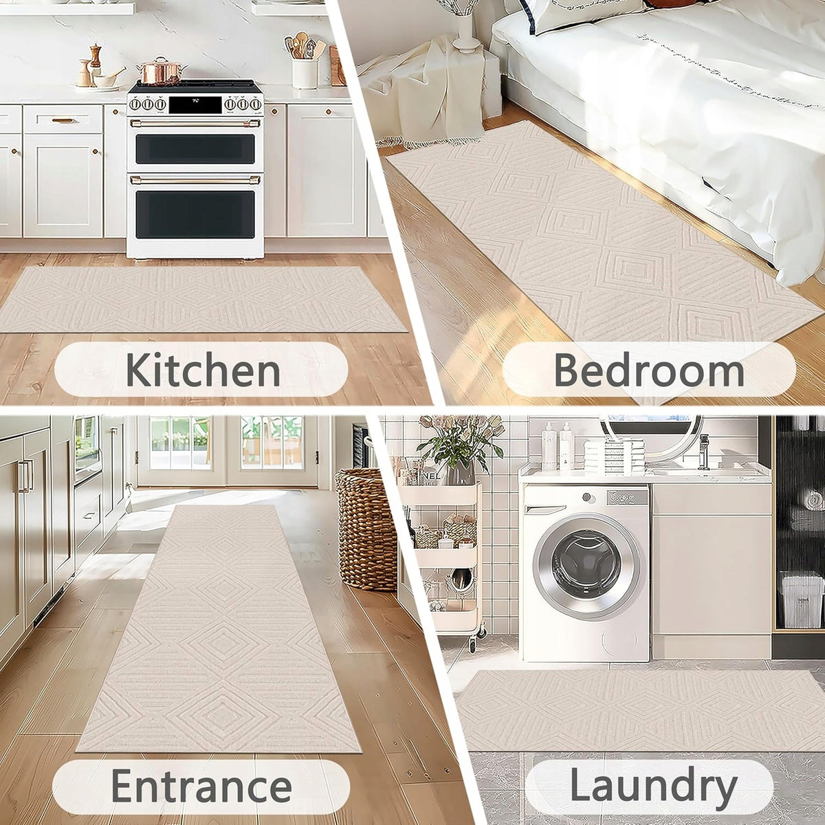 CARPET SIDEWALK FOR HALLWAY 80X300 BEIGE WASHING 3D ANTI-SLIP Product width 80 cm