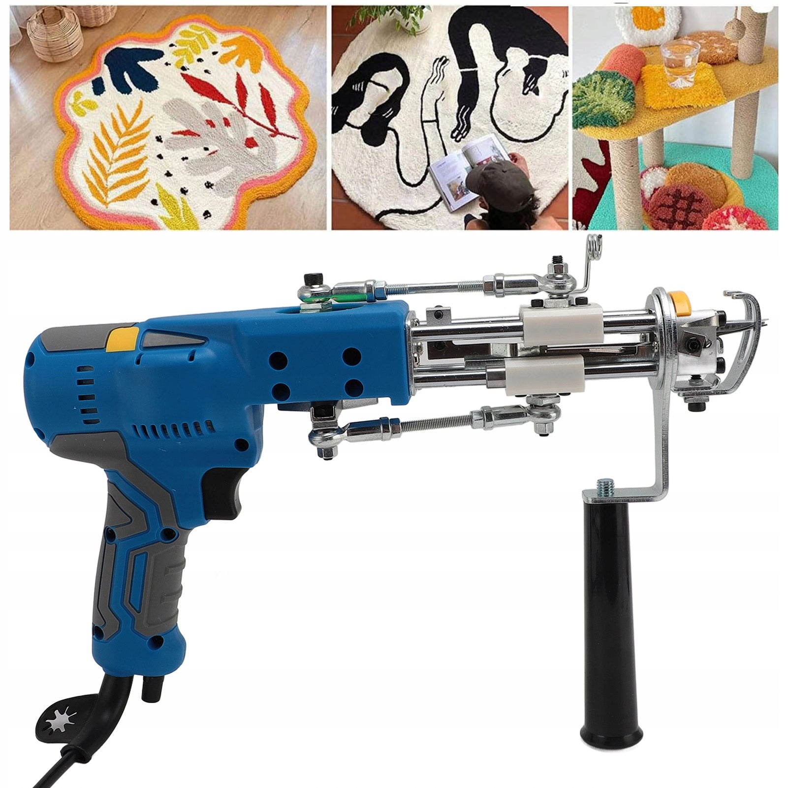 CARPET TUFTING GUN + TRIMMER FABRIC YARN SET Dominant color blue