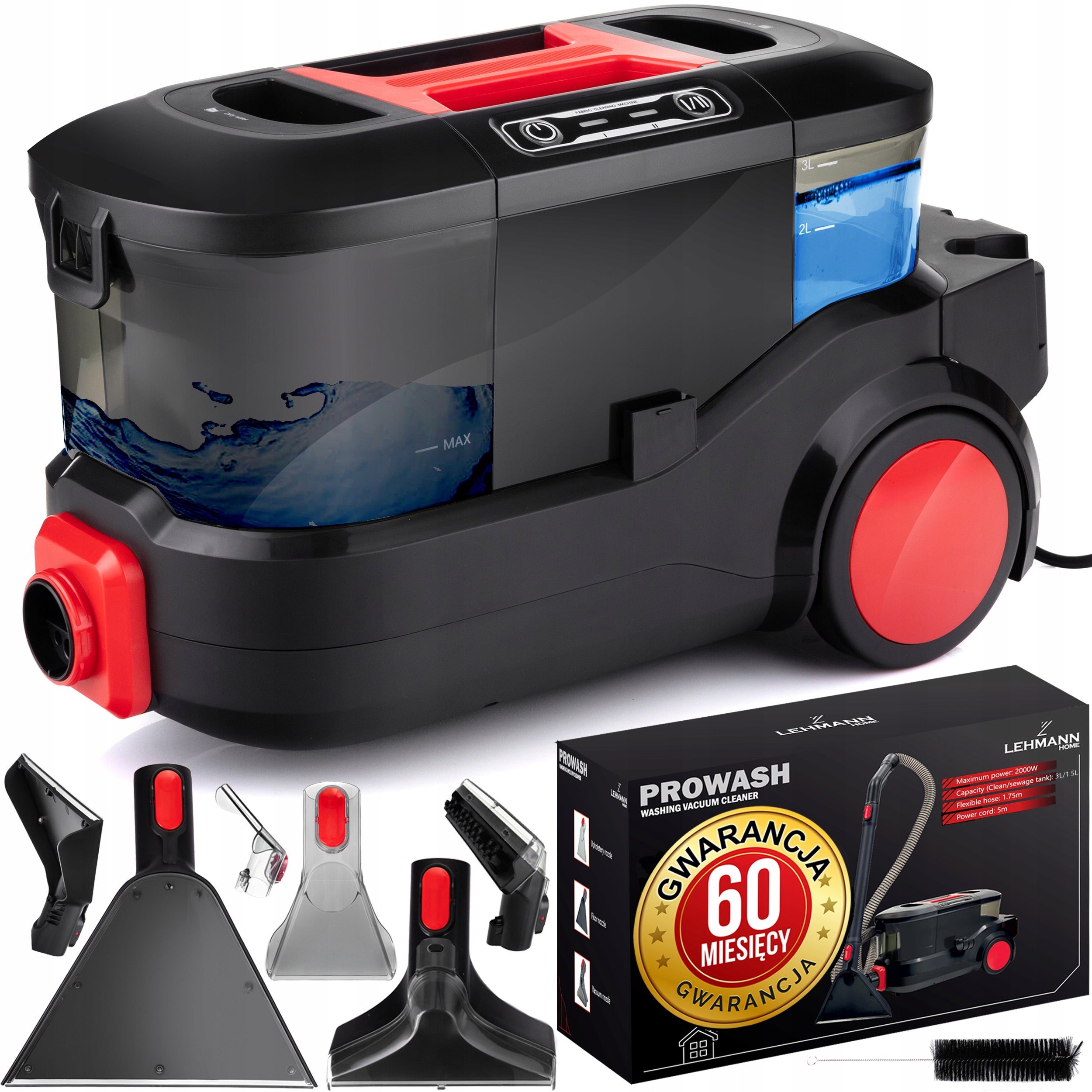 CARPET WASHING VACUUM CLEANER UPHOLSTERY SUCTION CUP PROFESSIONAL LEHMANN 2000W
