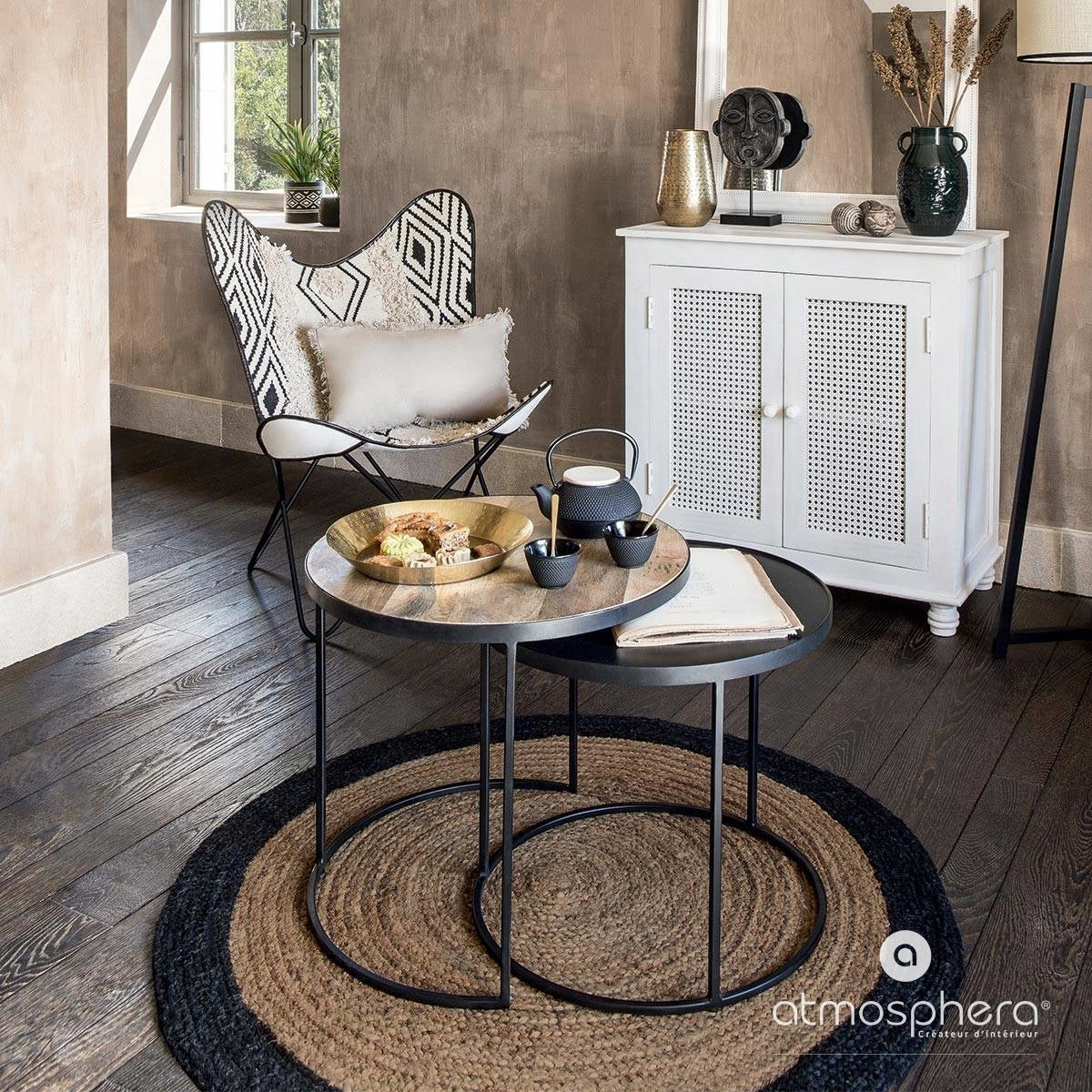 CARPET WOVEN FROM JUTE CARPET BOHO ETNO FASHIONABLE 120cm Brand Atmosphera
