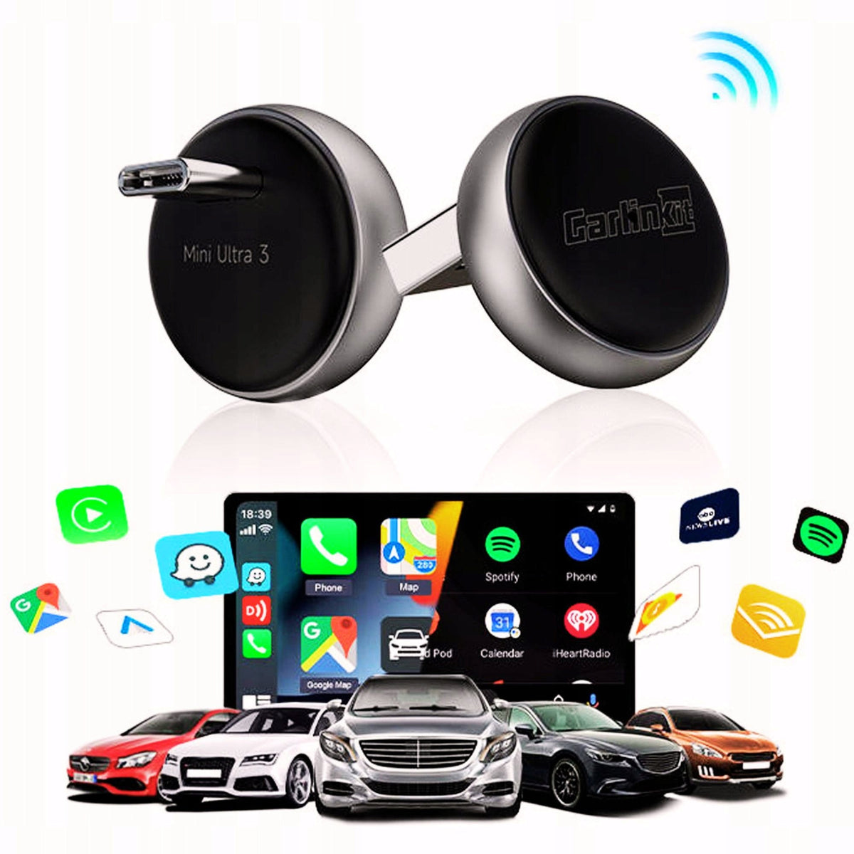 CARPLAY ANDROID ADAPTER AUTO 2IN1 BLUETOOTH WI-FI SUPERFAST WIRELESS