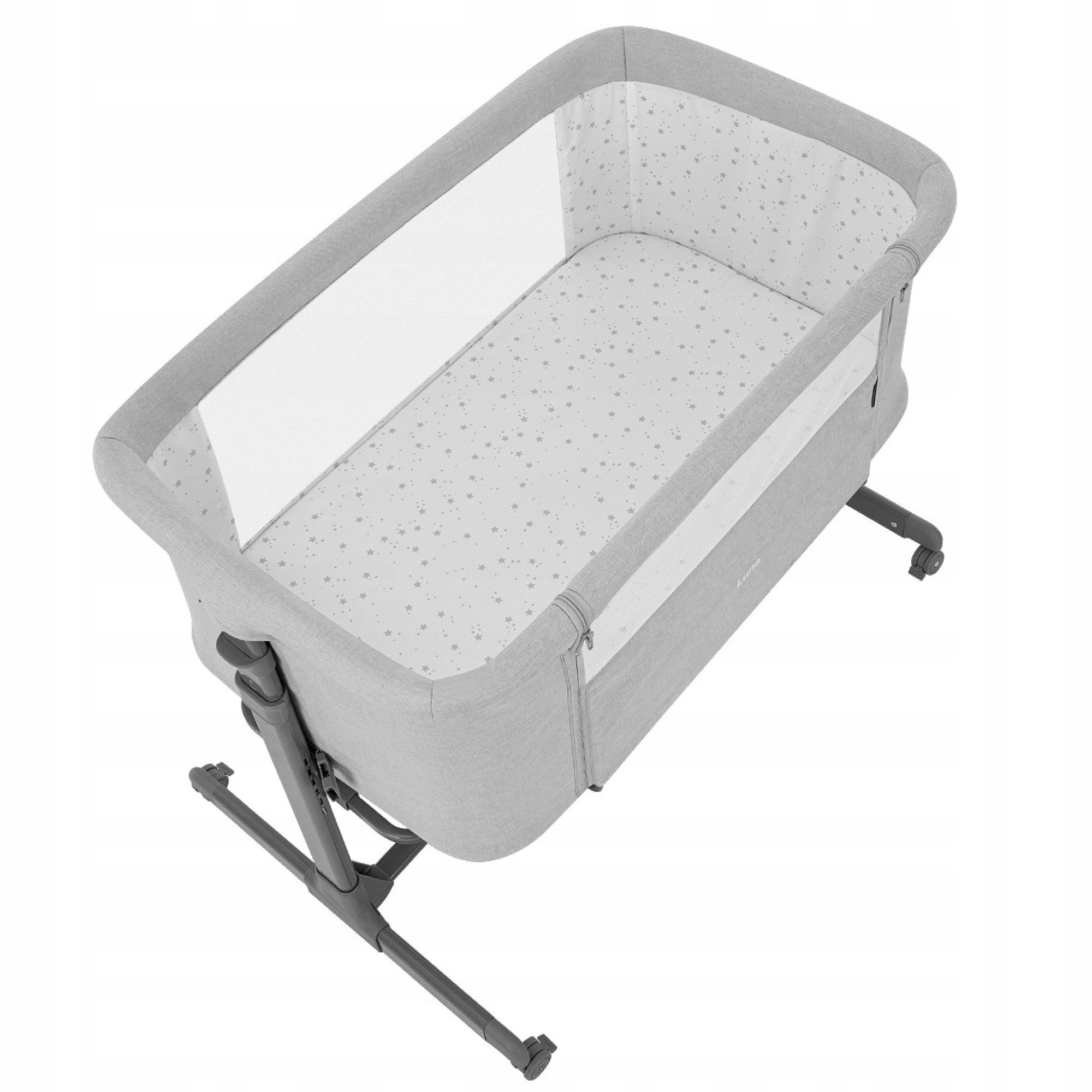 CARRELLO Luna Crib 68x91 cm extra with mattress on wheels & belts Grey Packaging status original
