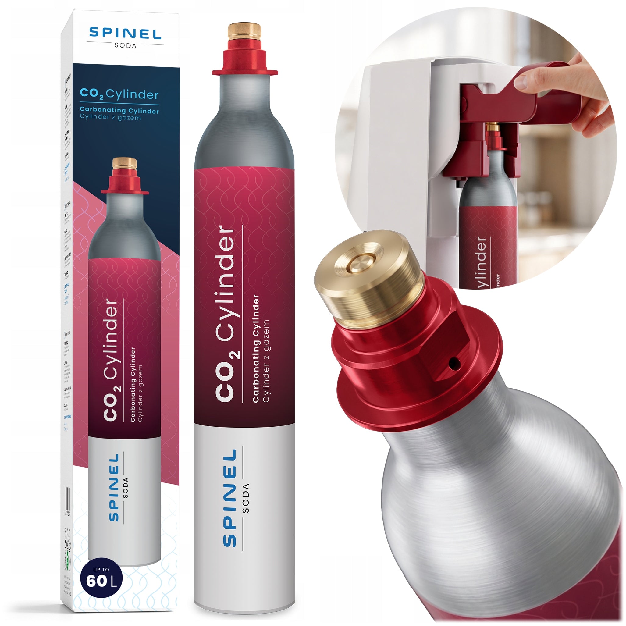 CARTRIDGE CO2 SPINEL SODA QUICK CHANGE CYLINDER WITH GAS FOR SATURATOR PINK