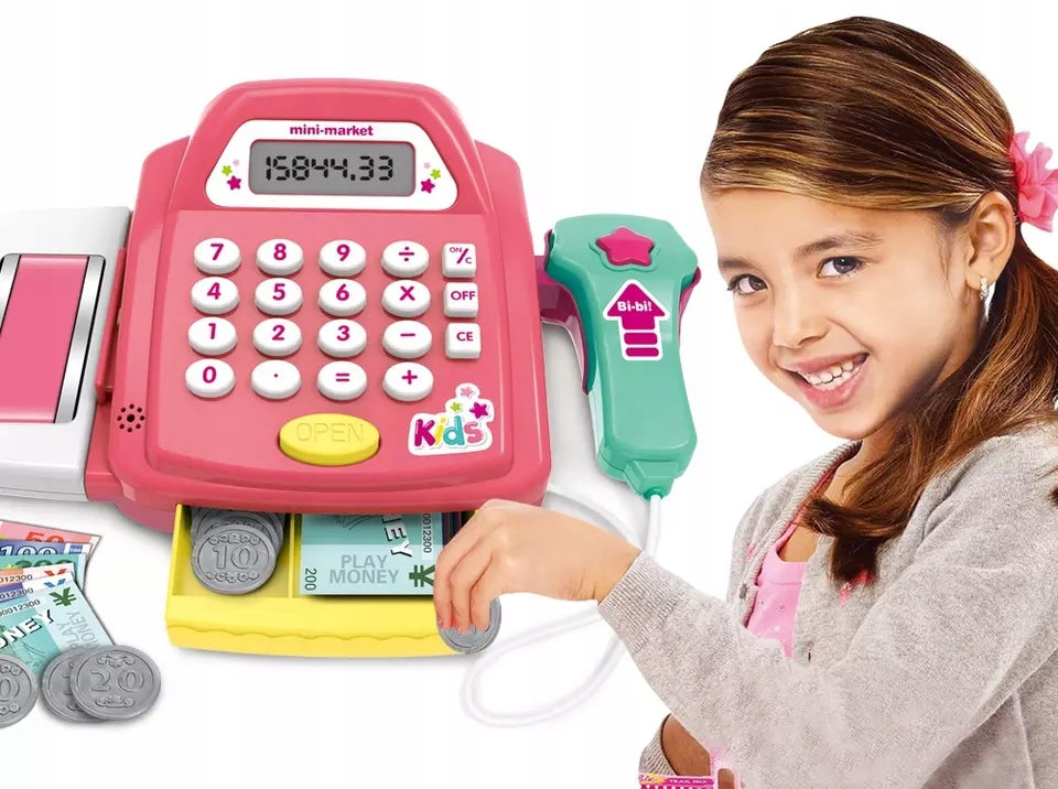CASH REGISTER FISCAL SCANNER SOUND CALCULATOR COINS MONEY ACCESSORIES Brand Bobo-San