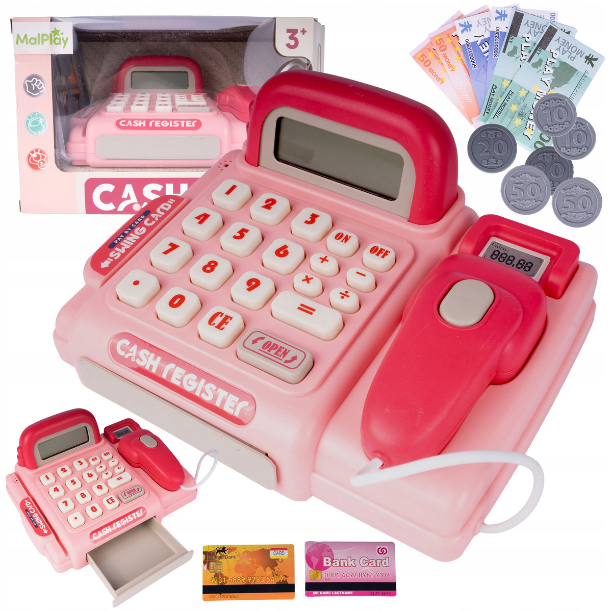 CASH REGISTER FOR CHILDREN SOUND SCANNER CALCULATOR ACCESSORIES SET
