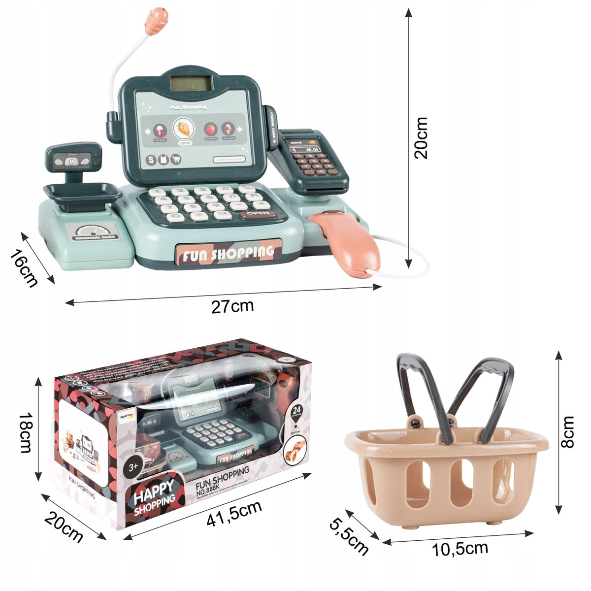 CASH REGISTER LARGE INTERACTIVE WITH DISPLAY SCANNER WEIGHT BASKET Manufacturer code 108459
