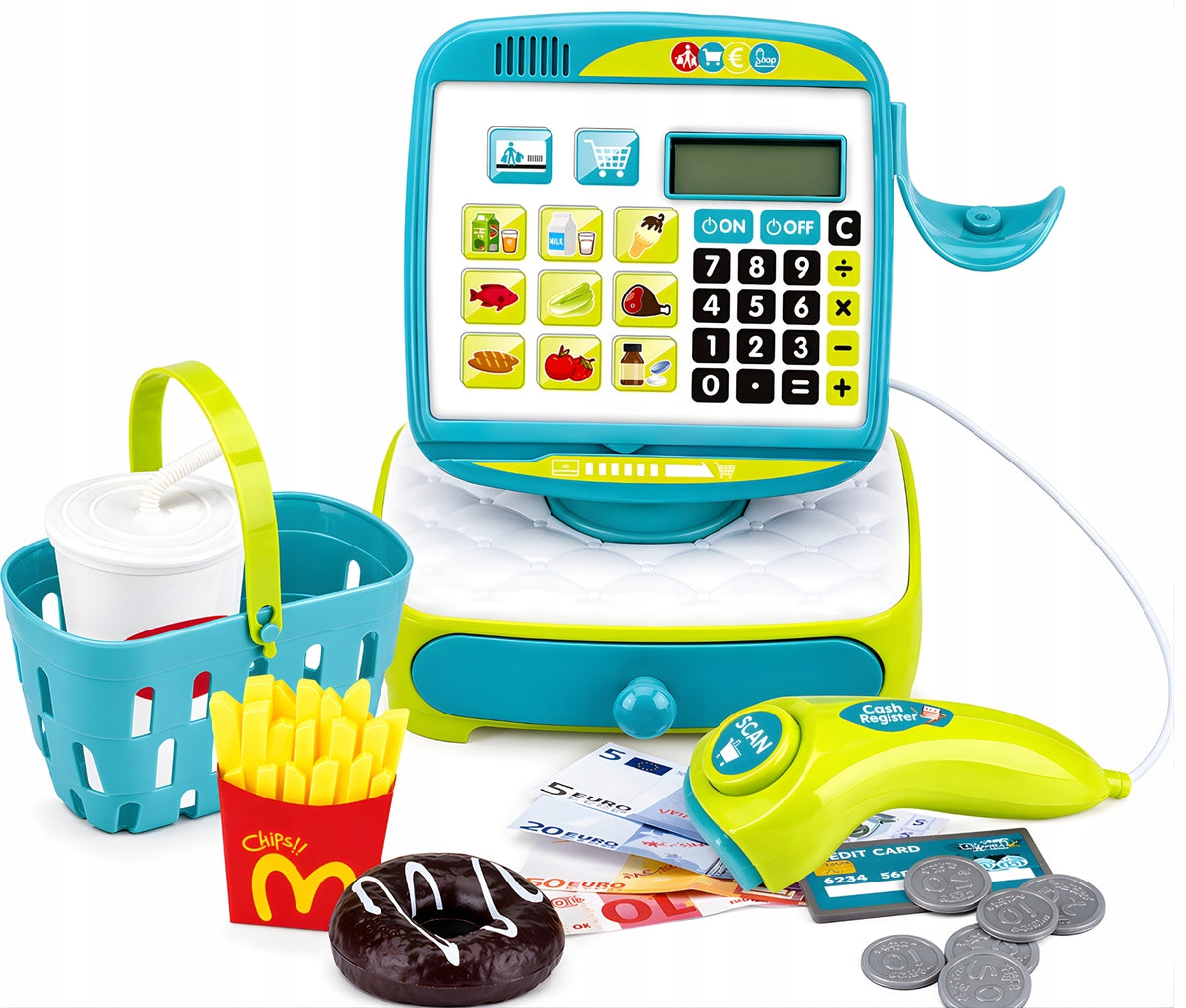 CASH REGISTER SHOP WITH TOUCH PANEL PLAY BASKET FOR CHILDREN Packaging status original