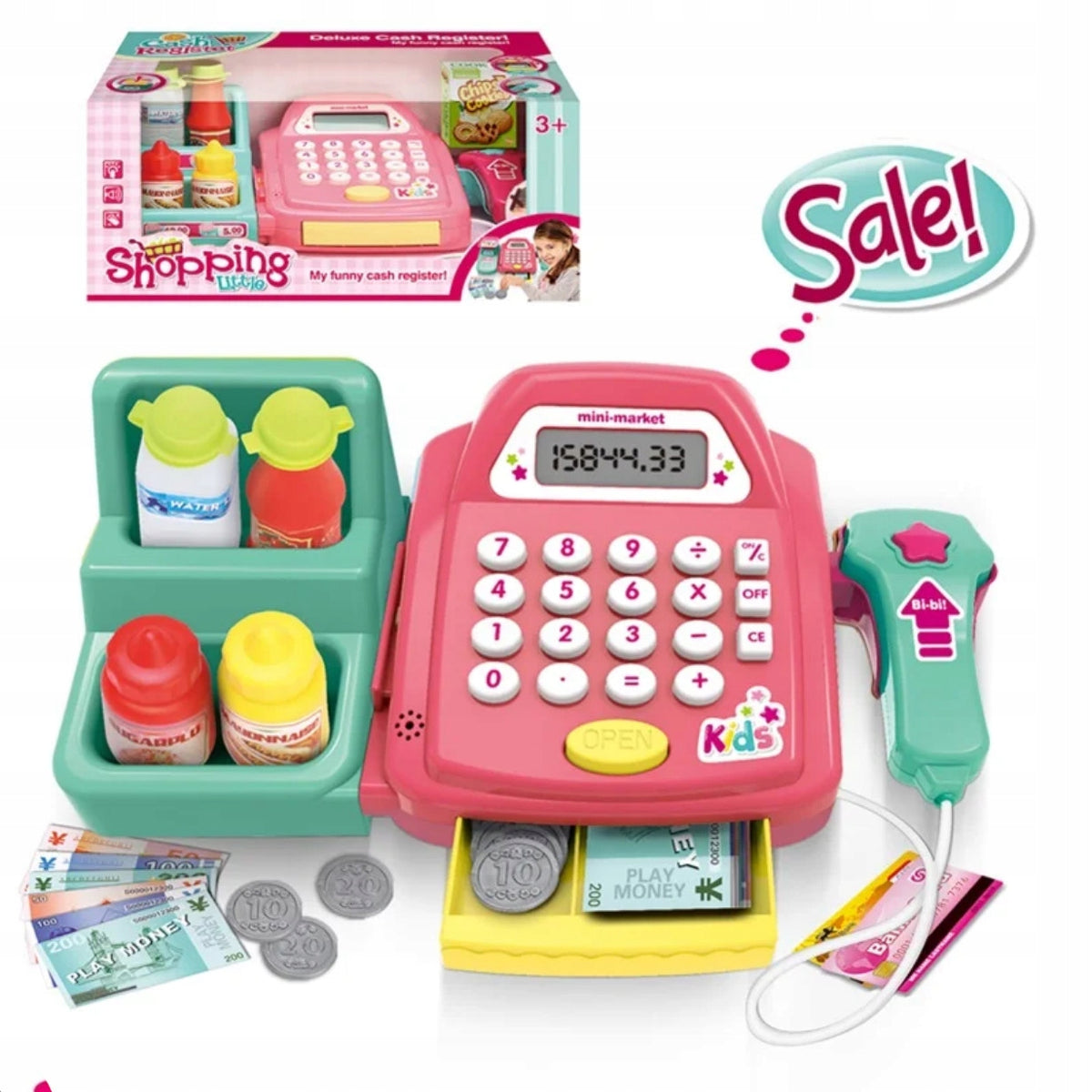 CASH REGISTER TOY CALCULATOR READER SOUND COIN FOR CHILDREN GIFT