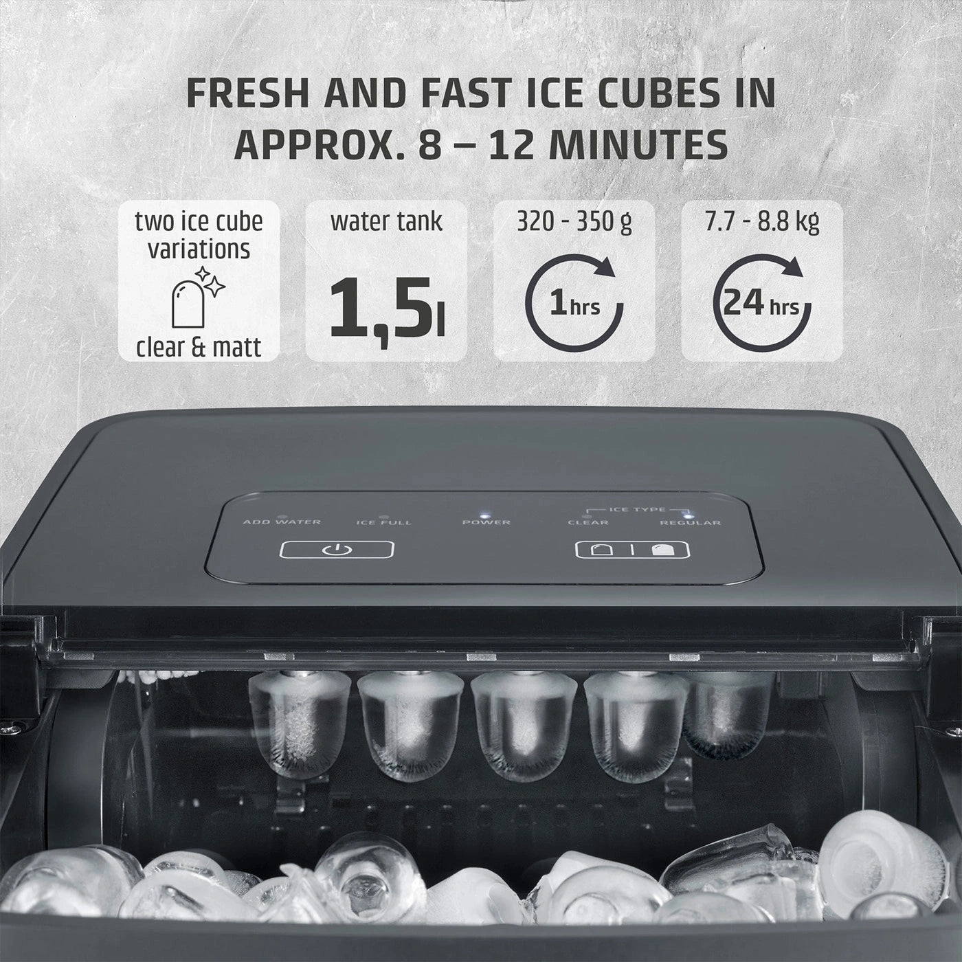 CASO Clear Ice Advanced Ice Maker 8,8 kg/24h 1,5L Black Manufacturer code 3403