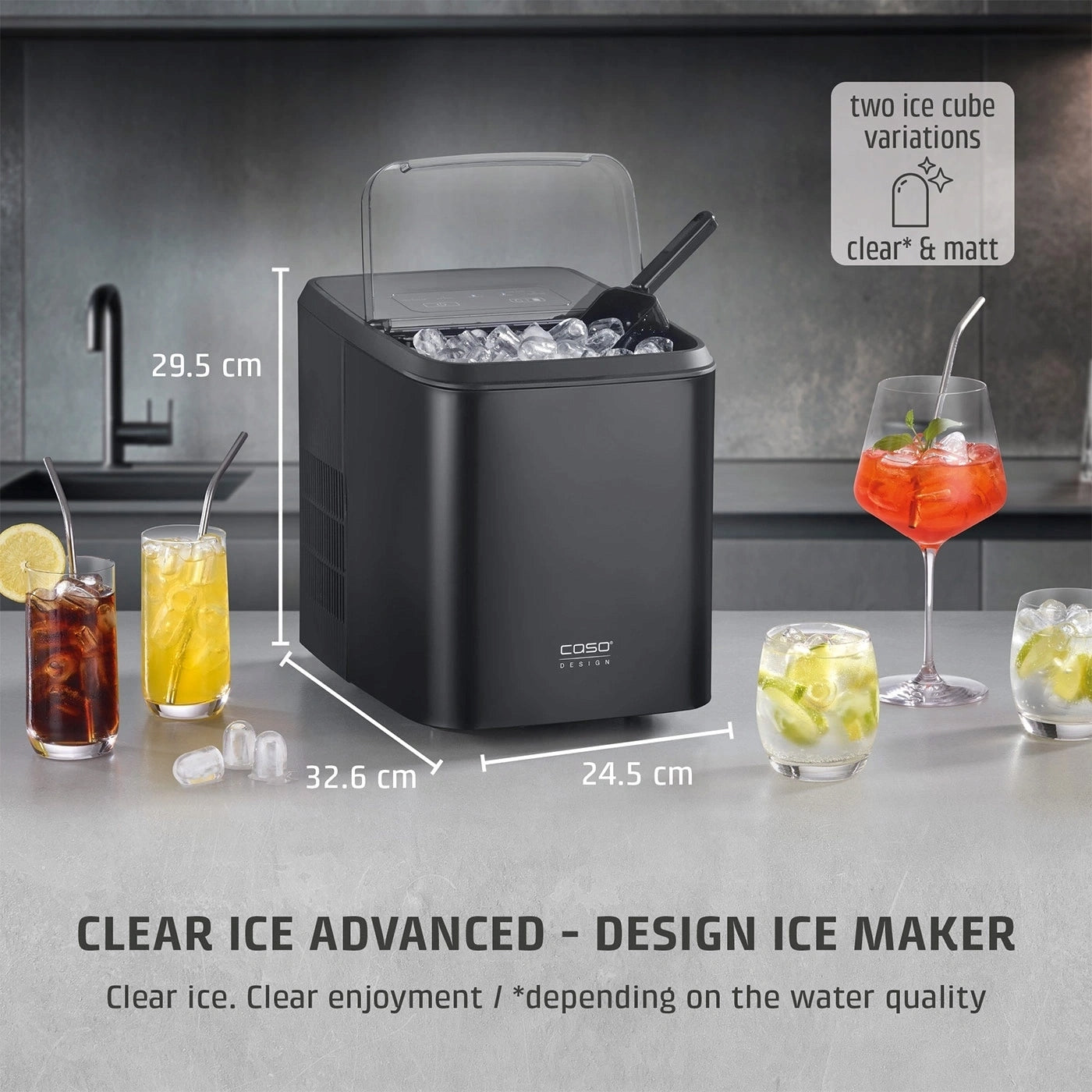 CASO Clear Ice Advanced Ice Maker 8,8 kg/24h 1,5L Black Packaging status original