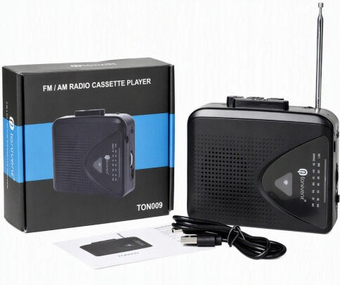 CASSETTE PLAYER PORTABLE WALKMAN AM FM BLACK