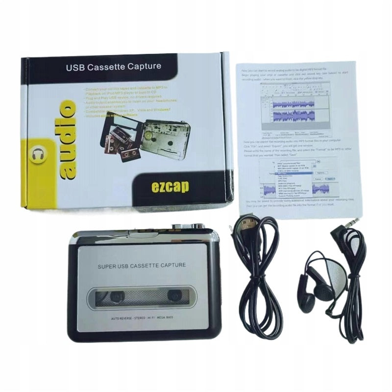 CASSETTE PLAYER TAPE RECORDER WALKMAN CONVERTER USB MP3 VINTAGE HEADPHONES Packaging status original