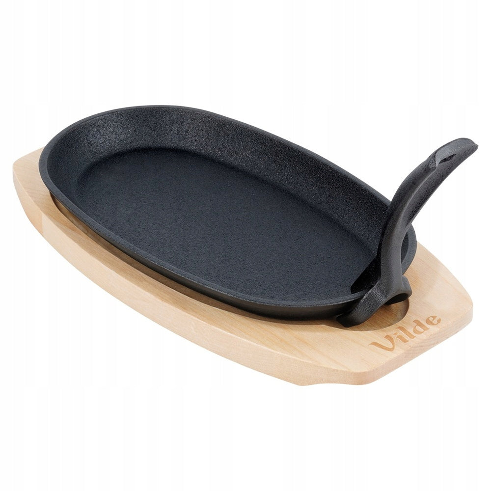 CAST IRON BOARD serving food hot platter plate sizzler Brand Vilde