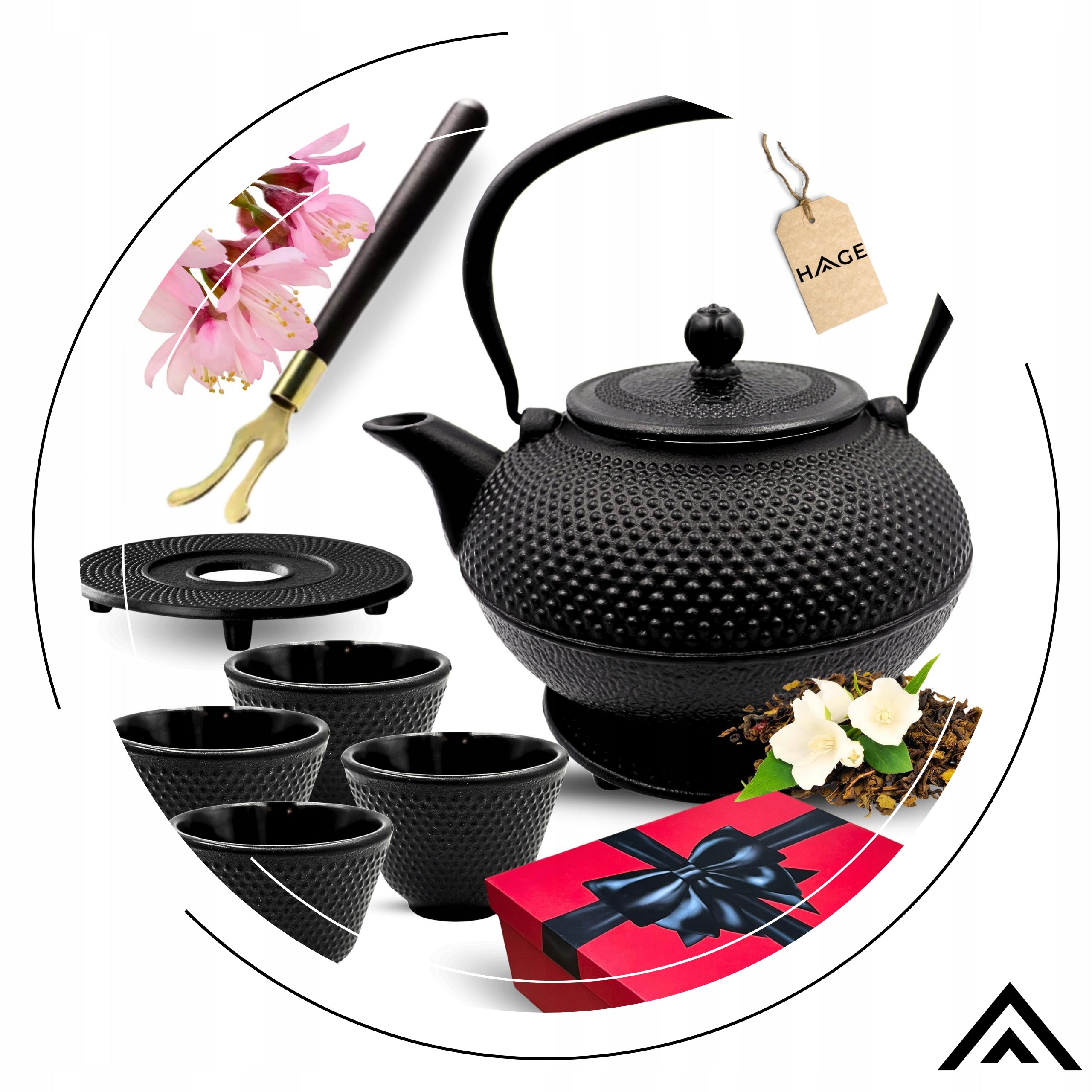 CAST IRON ENAMELLED TEA INFUSER 1,4L WITH 4 BOWLS GIFT Packaging status original