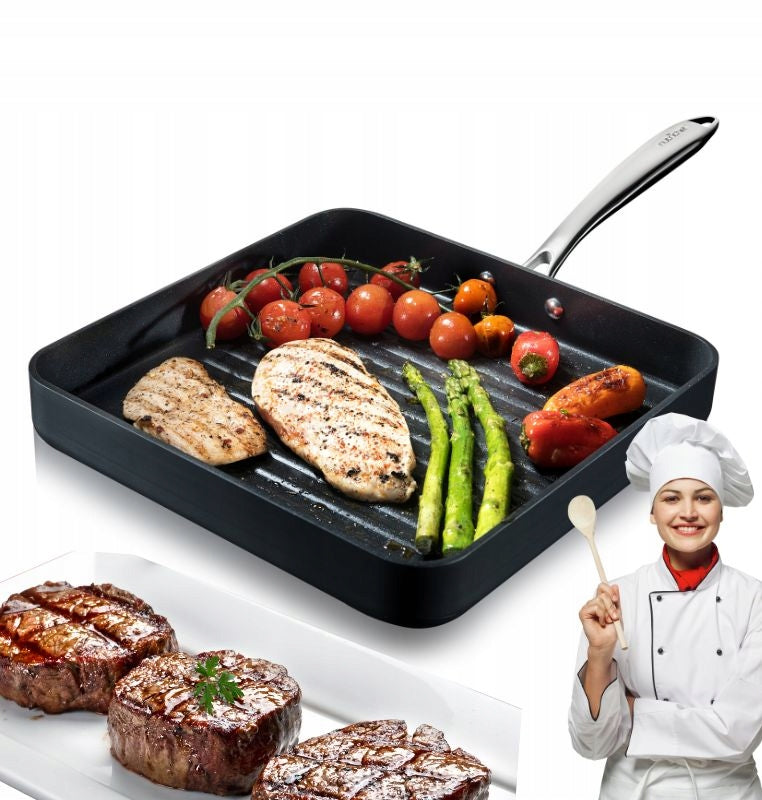 CAST IRON GRILL PAN RIBBED 28CM GRILL GAS OVEN Packaging status original