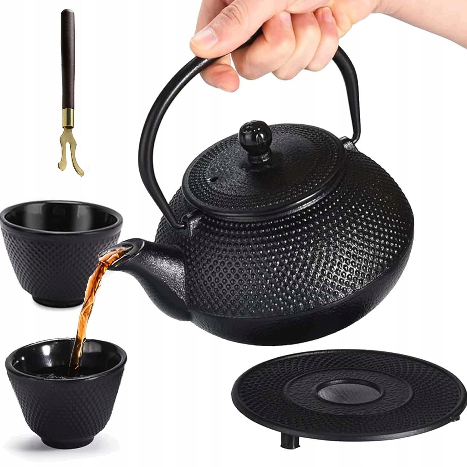 CAST IRON JUG SET 850ML+2 BOWLS + MINT PAD FOR KUNG FU TEA