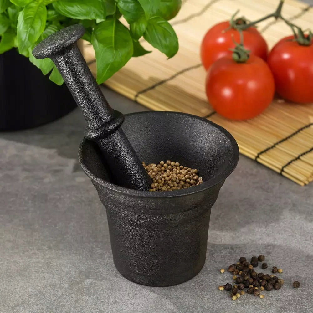 CAST IRON Mortar with pestle Pestle for spices Packaging status original
