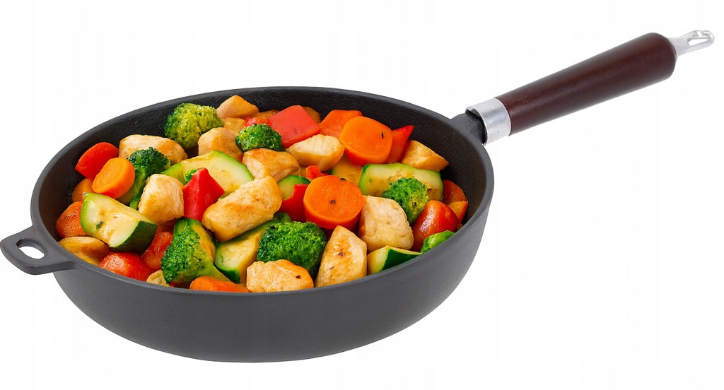 CAST IRON PAN 28 cm Heavy Deep Unscrewable Handle INDUCTION GAS Packaging status original