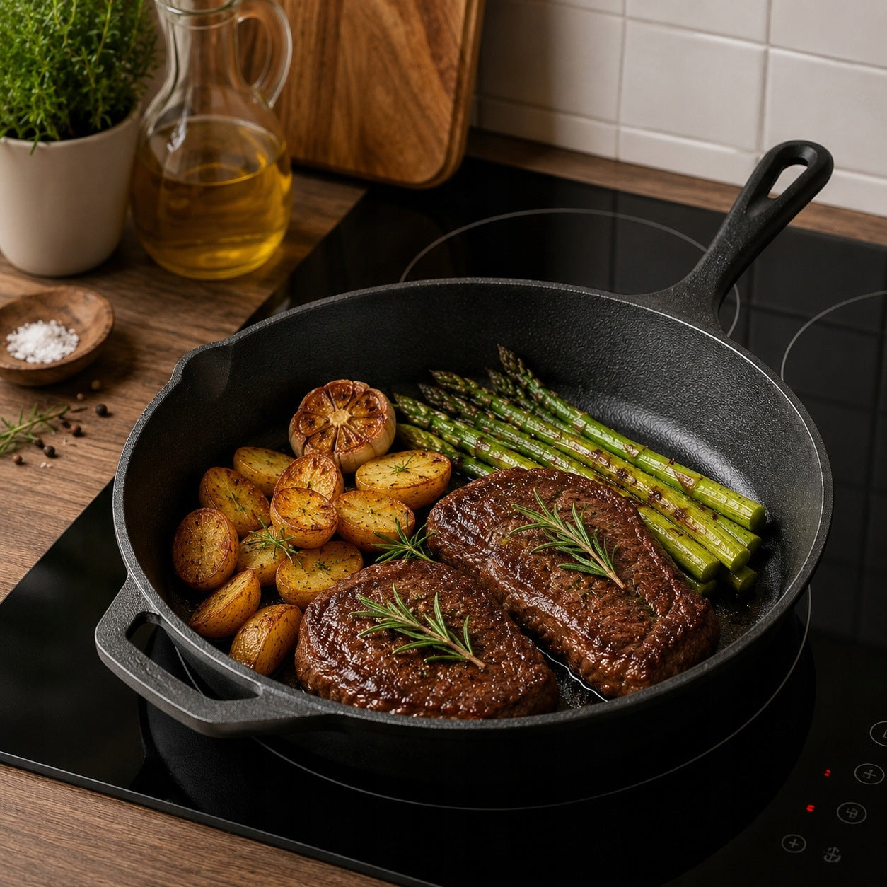 CAST IRON PAN TRADITIONAL 30CM INDUCTION GAS OVEN SILICONE HOLDER Brand Silesia Emalia