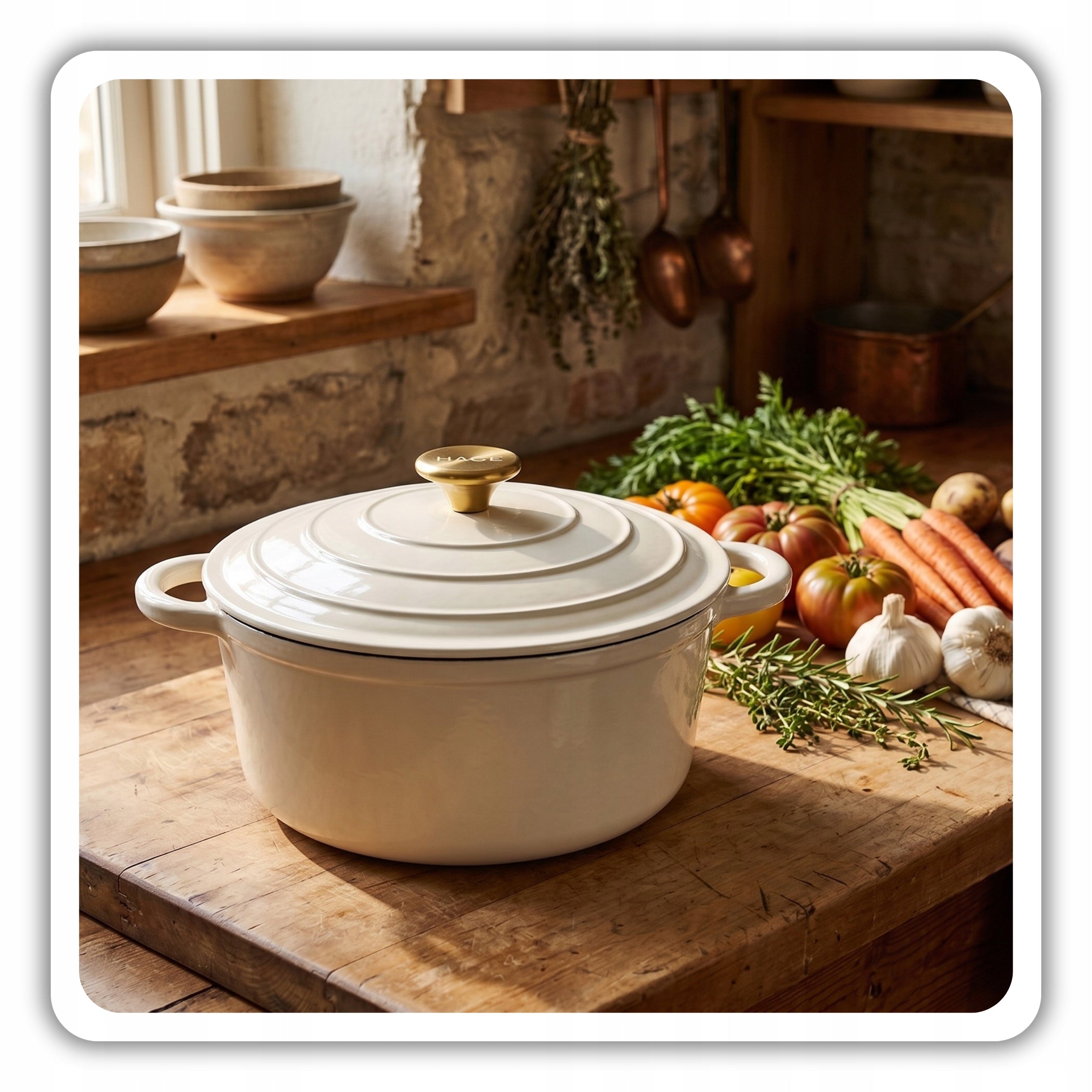 CAST IRON POT 3L ENAMELLED WITH LID CREAM INDUCTION OVEN 22CM Manufacturer code Garnek emaliowany kremowy 22cm 3L rękawiczki