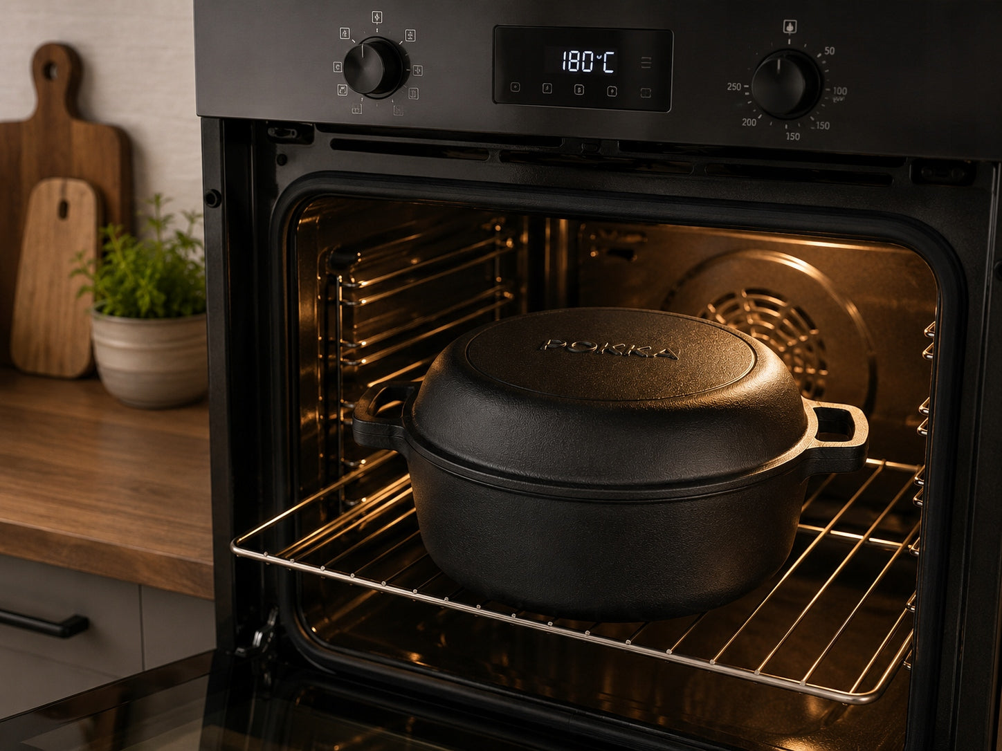 CAST IRON POT WITH LID 26cm PAN 5L POKKA INDUCTION GAS Manufacturer code 5905399714406
