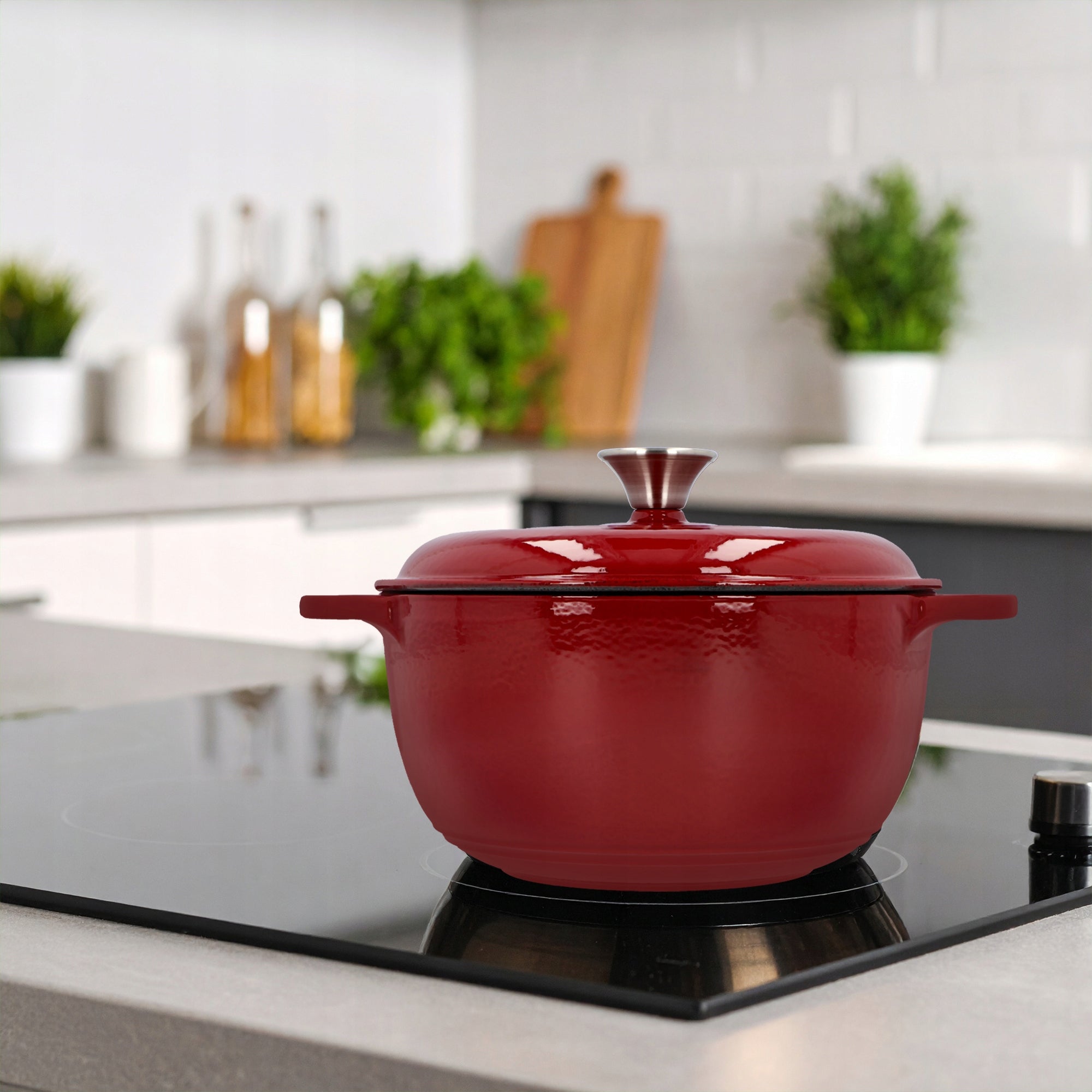 CAST IRON Pot 4 L ENAMELLED Boiler BURGUND 24 cm Induction Gas Oven EAN (GTIN) 5904816021080