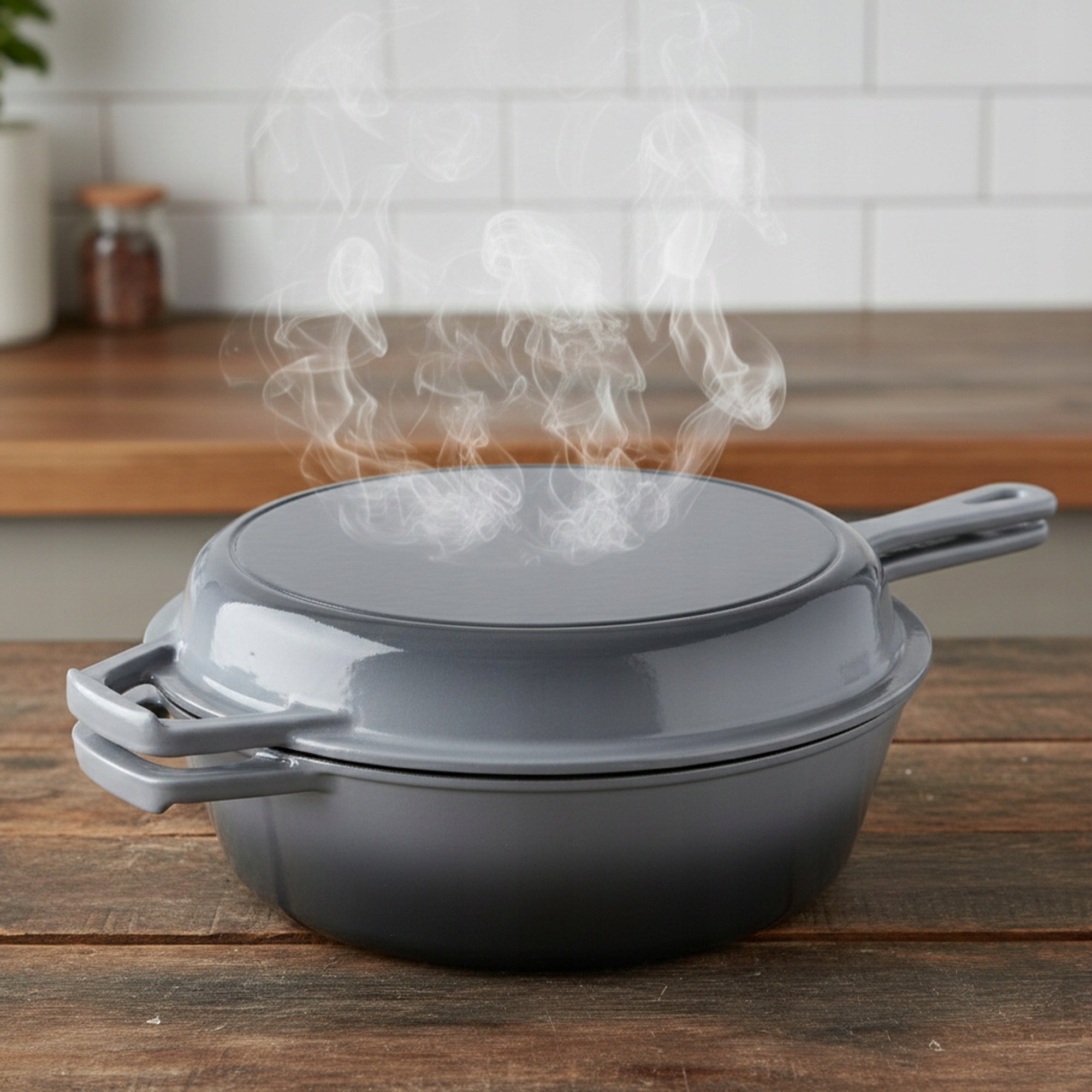 CAST IRON SAUCEPAN 2IN1 CAST IRON PAN ENAMELED COOKWARE SET 26CM 3,2L/1,4L Brand Silesia Emalia